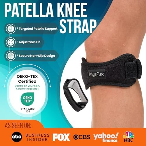 PhysFlex 2 Pack Patella Knee Brace Adjustable Strap Knee Support Blue