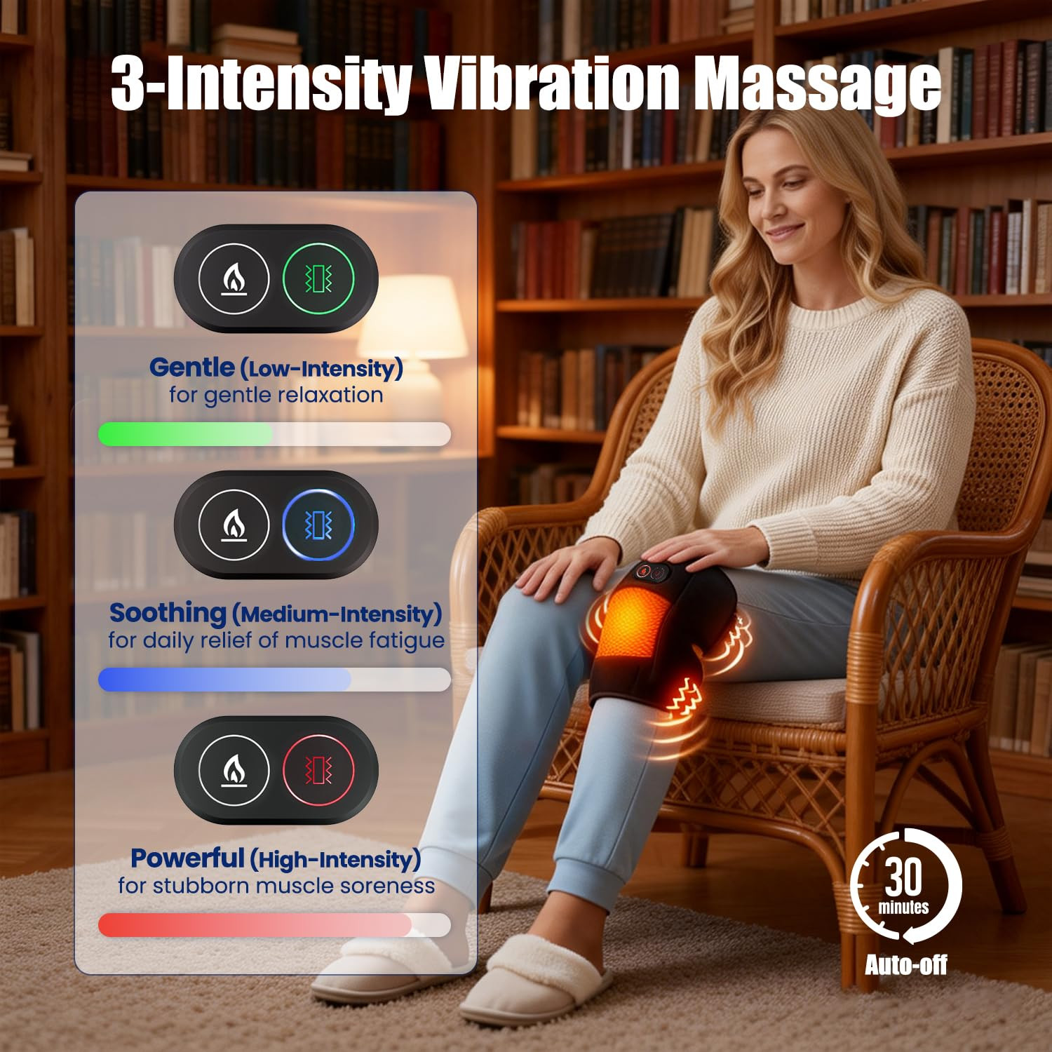 Knee Massager, Cordless Knee Heating Pad for Knee Pain Relief, Heated Knee Brace