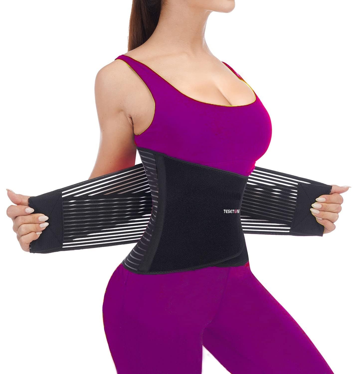 Comfortable Black Back Brace with 8 Supportive Straps – XXL for Everyday Use