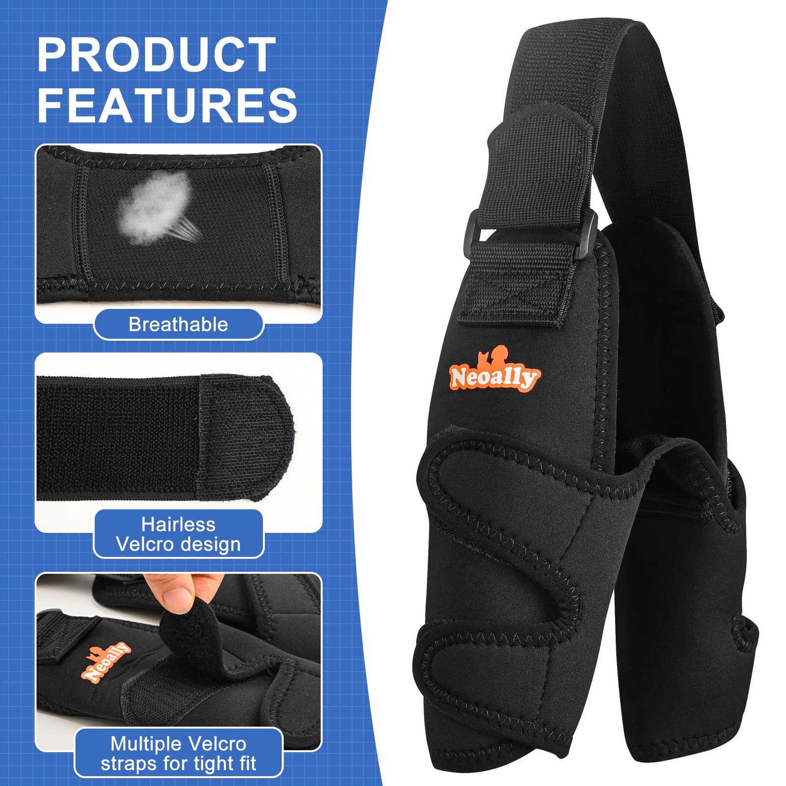 NeoAlly Dog Elbow Brace Protector Pads Medium Black Neoprene Joint Support