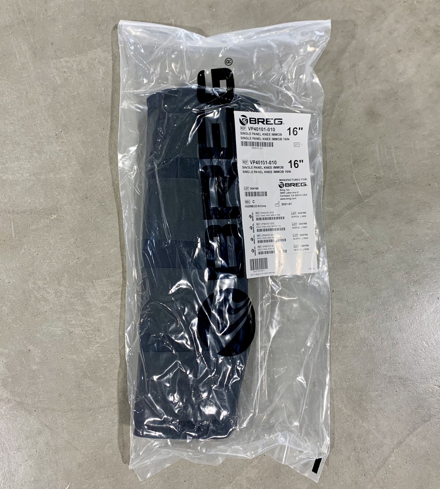 BREG VP40101-010 Single Panel 16″ Knee Immobilizer Brace *NEW SEALED*