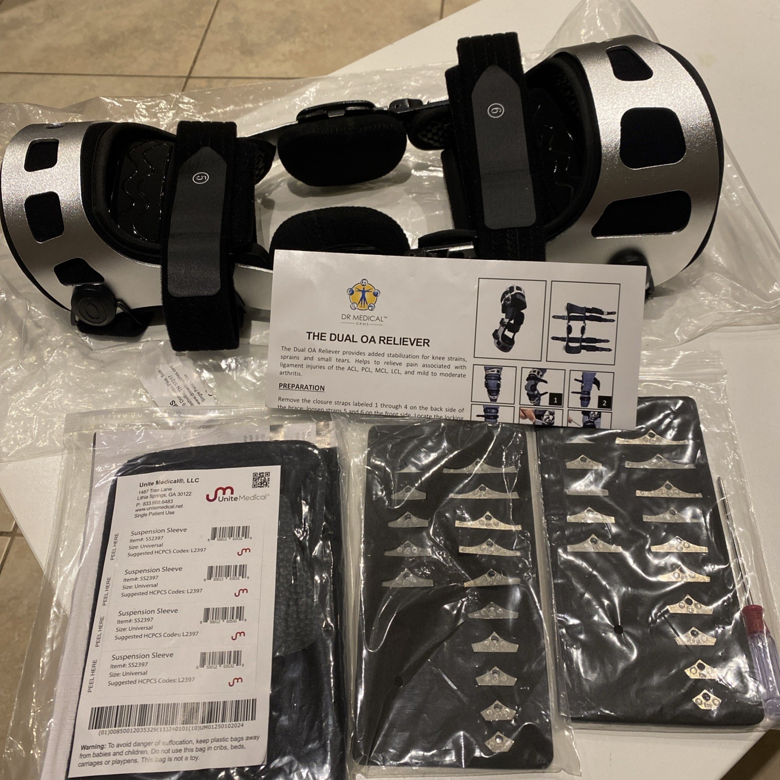 Dr Medical DRMS The DUAL OA Reliever Large Left Knee Brace KB0104-147L-03