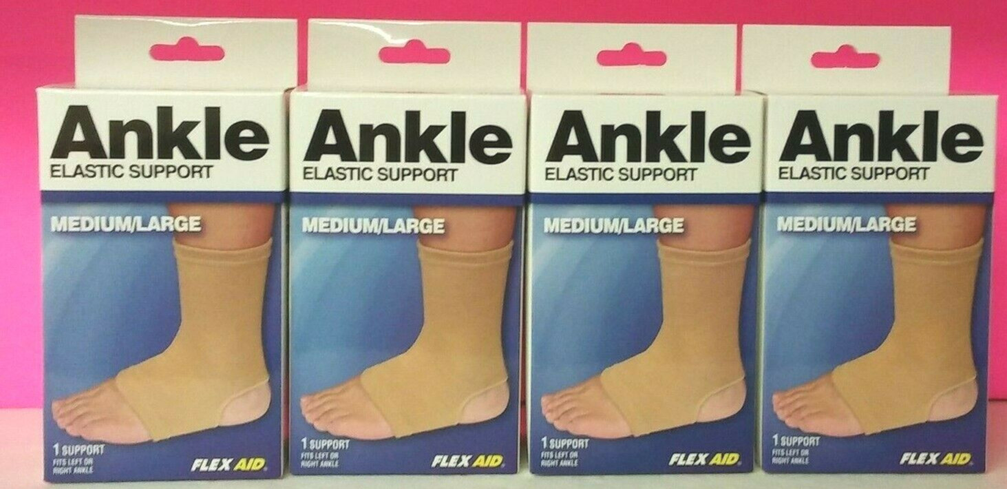 4 Pack Elastic Ankle Support Brace For Men Or Women New Medium/Large