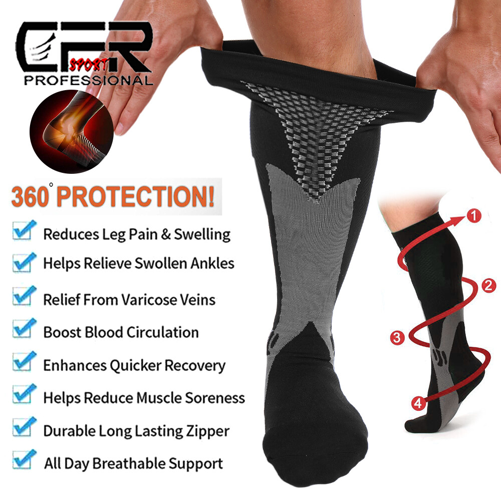 1-3 Pairs Copper Compression Socks 20-30mmHg Graduated Support Mens Womens S-XL