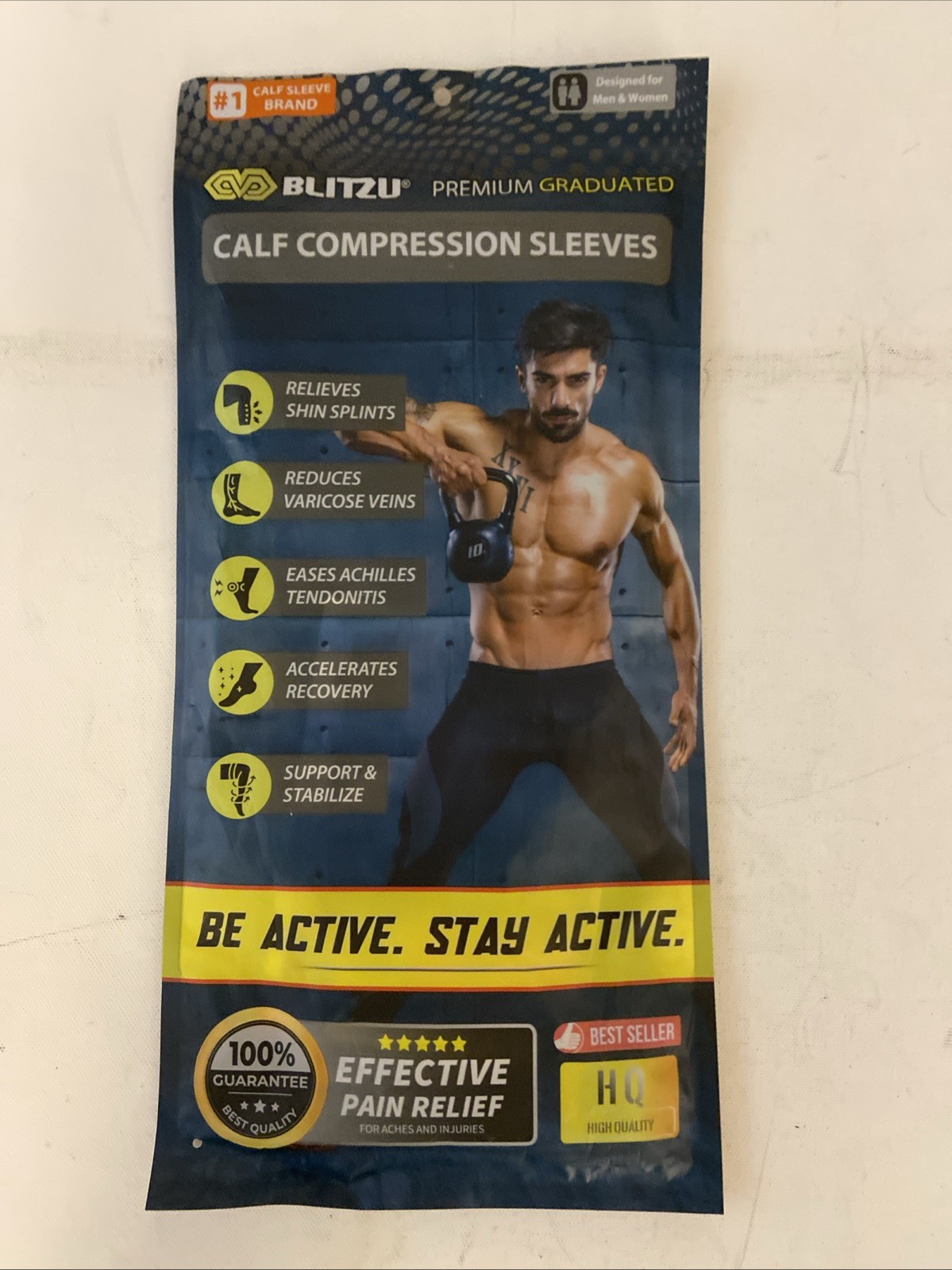 BLITZU Calf Compression Sleeve for Men & Women Footless Black XXL