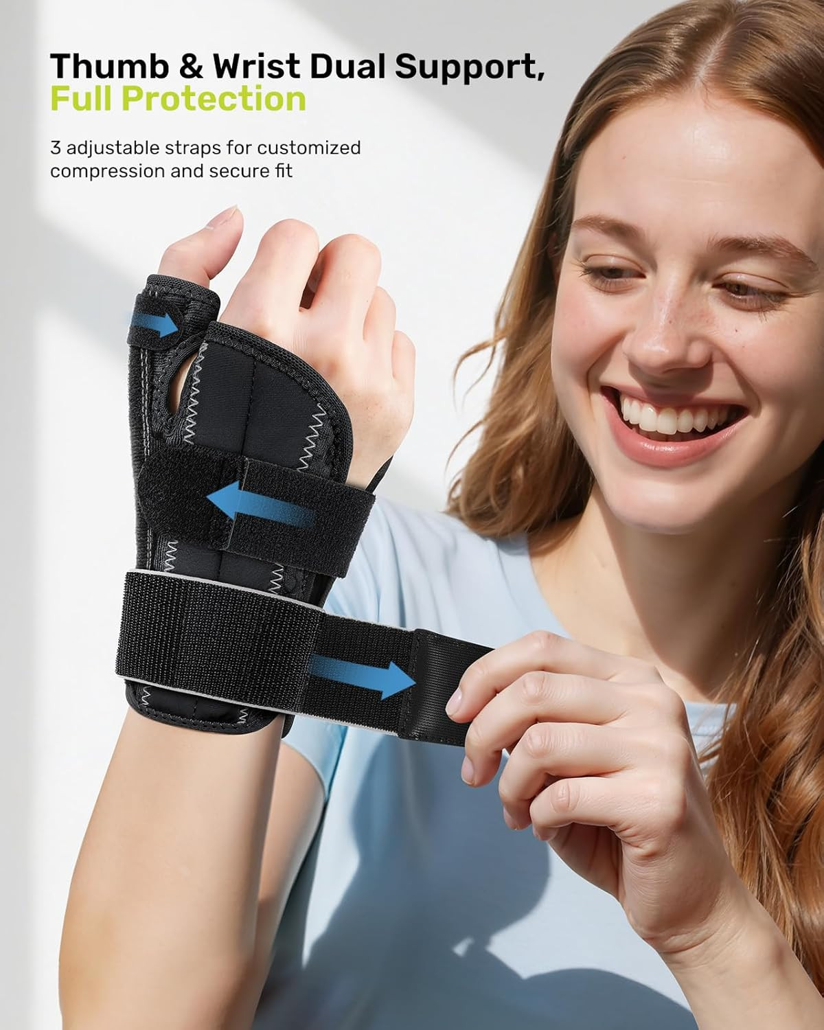 Thumb Brace, 5X Ergonomic Reinforced Support Carpal Tunnel Wrist Brace Night Sup
