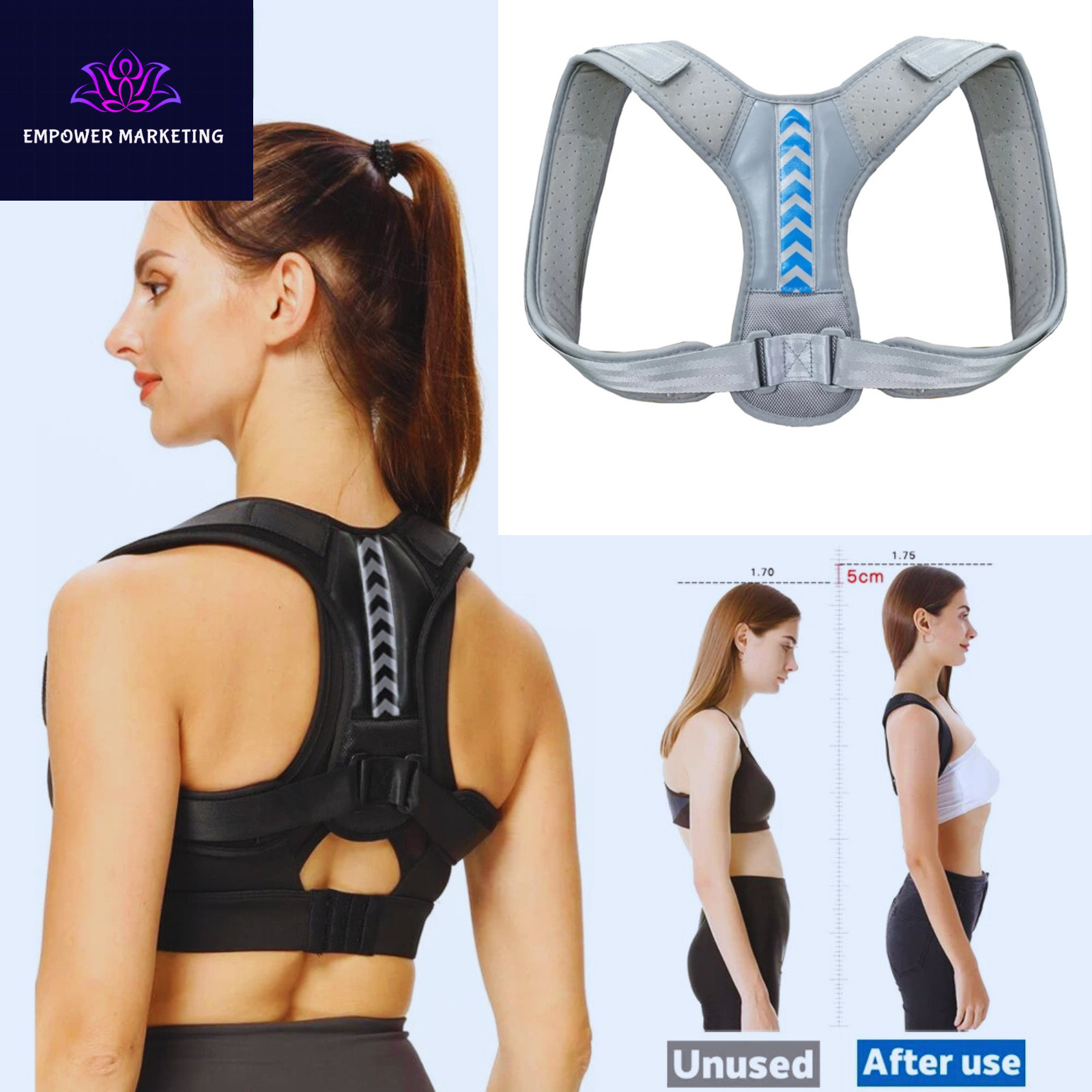 2XL ASH Posture Straight Shoulder Support Brace Corrector Belt Therapy Men Women