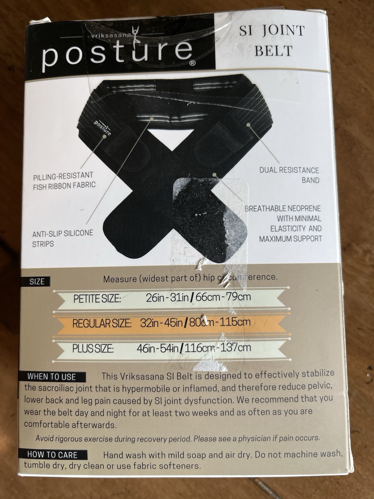 Vriksasana Posture Sacroiliac SI Joint Support Belt, Black, Regular