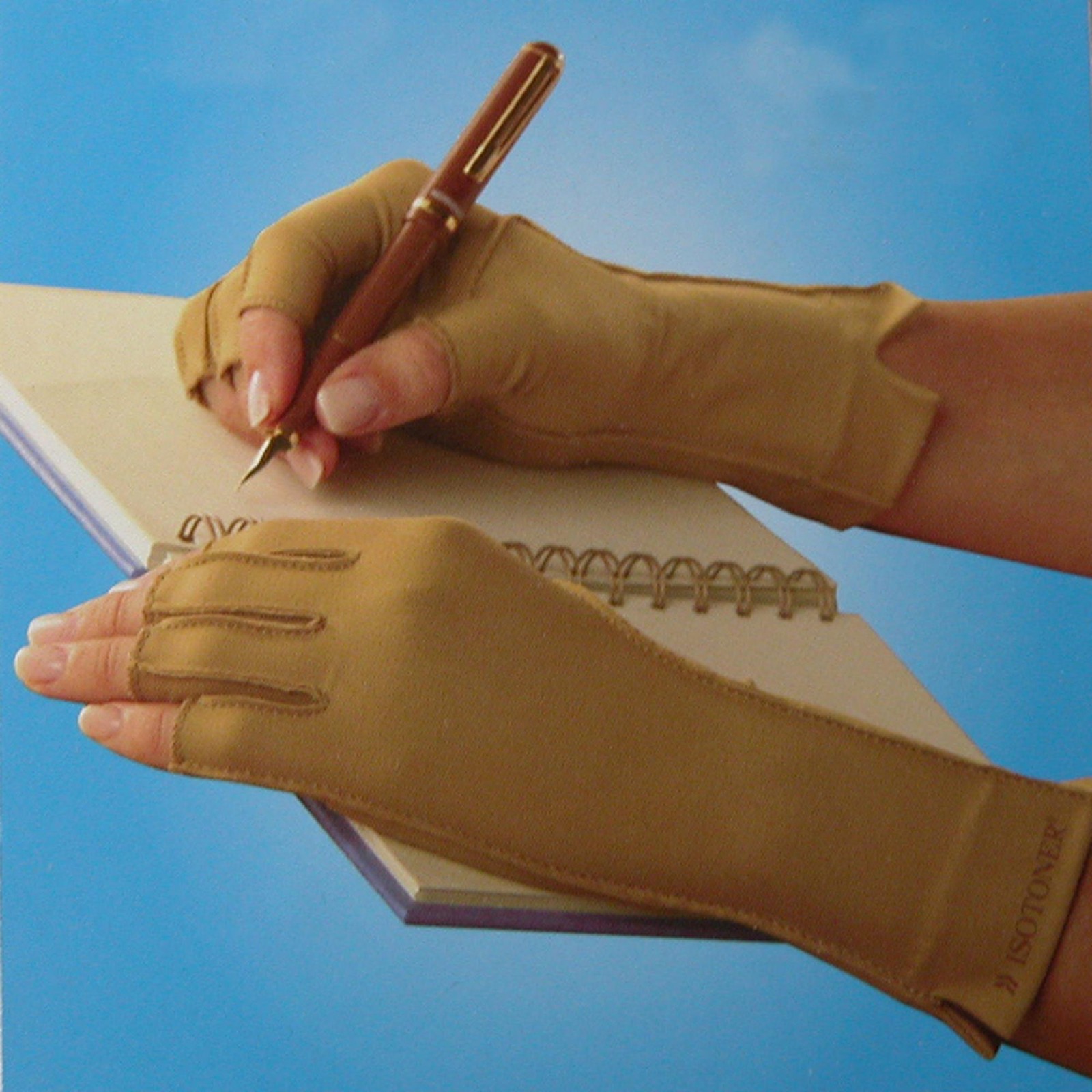 Large Camel Compression Gloves for Arthritis Pain Relief and Swelling 32 mmHg