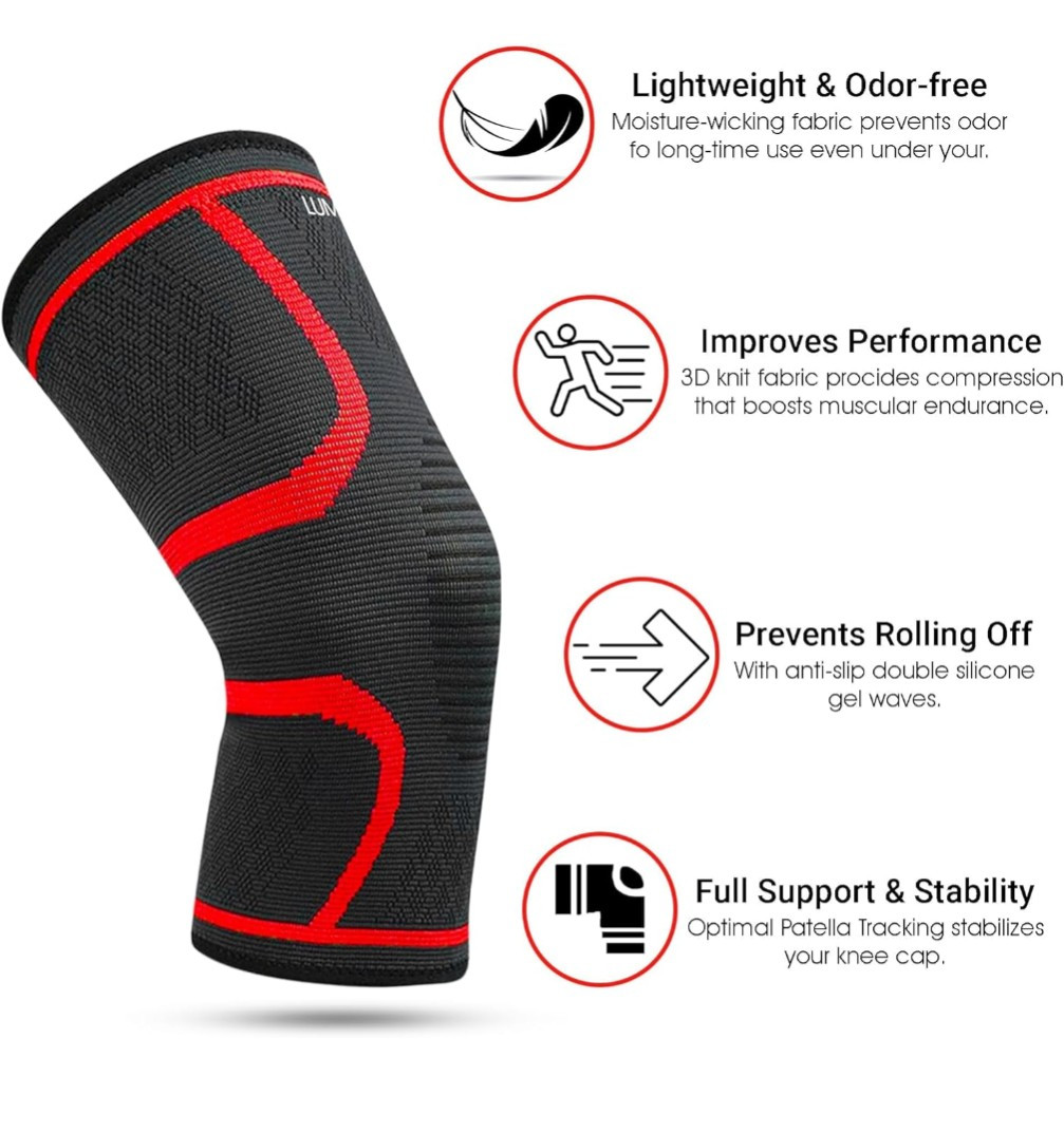 Pair Of Compression Knee Sleeve Black Large L Lumina Unisex