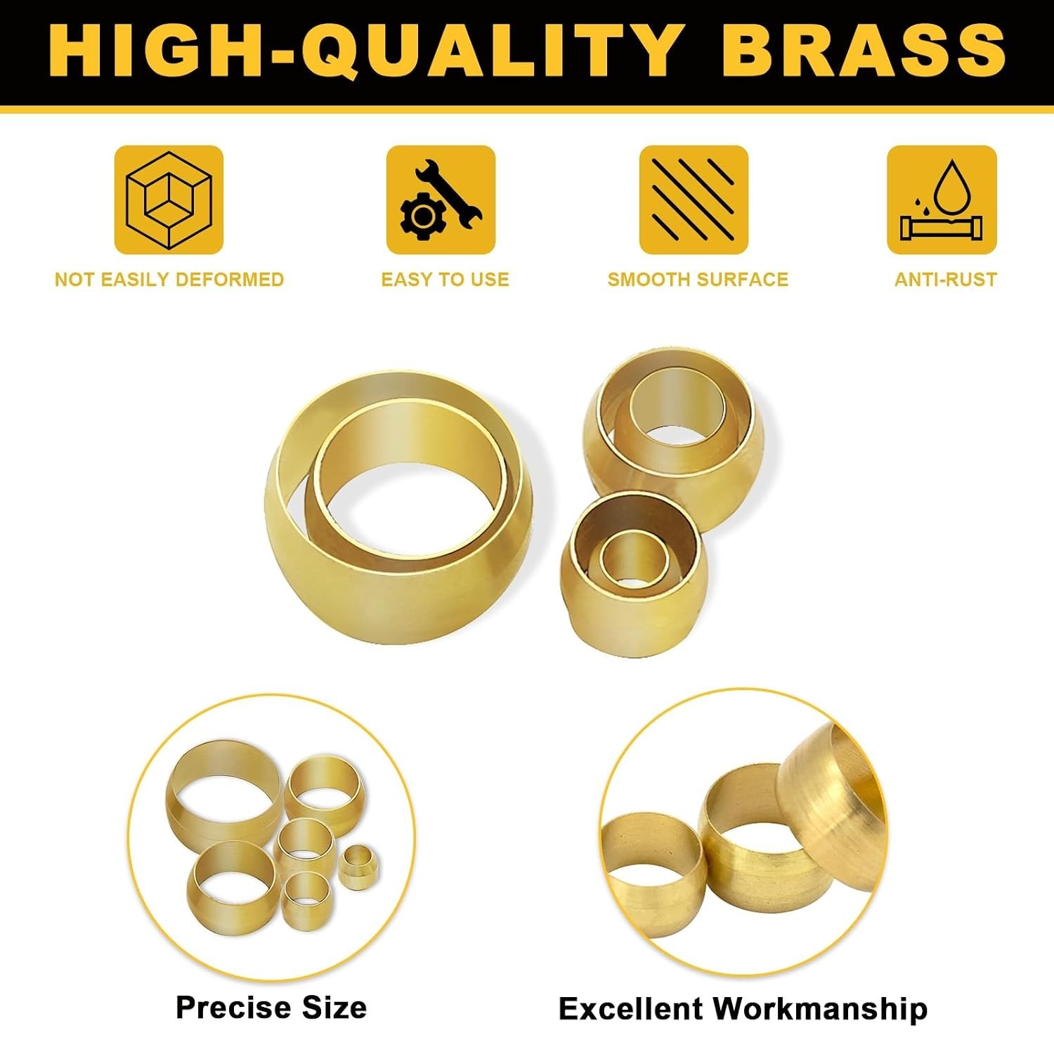 228-Piece Brass Compression Ferrule Kit for Hydraulic and Pneumatic Lines