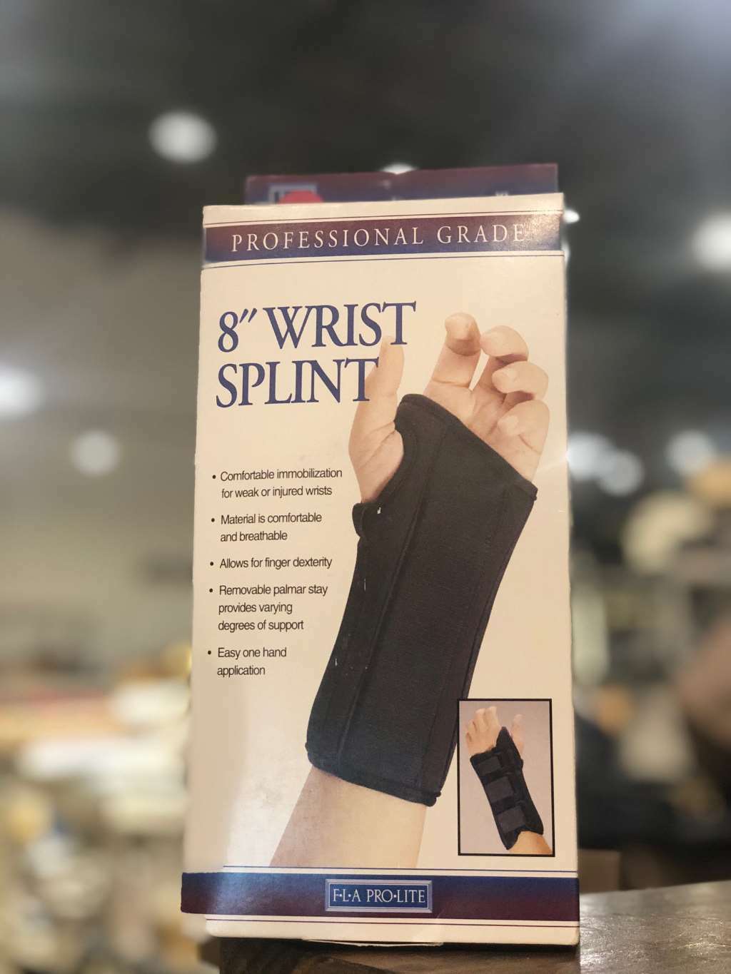 FLA Pro-Lite 8″ Wrist Splint Black Left Hand Large