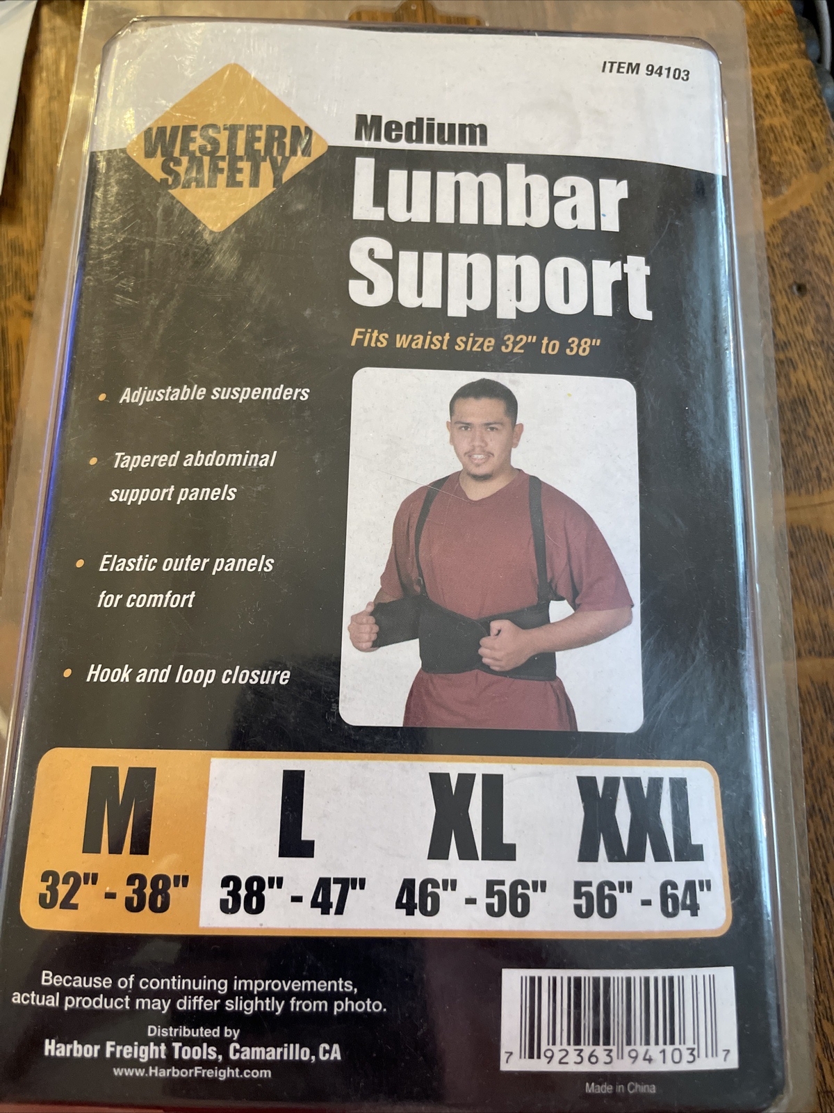 Western Safety Lumbar Support Medium 32″ – 38″ Adjustable Abdominal panels Elast