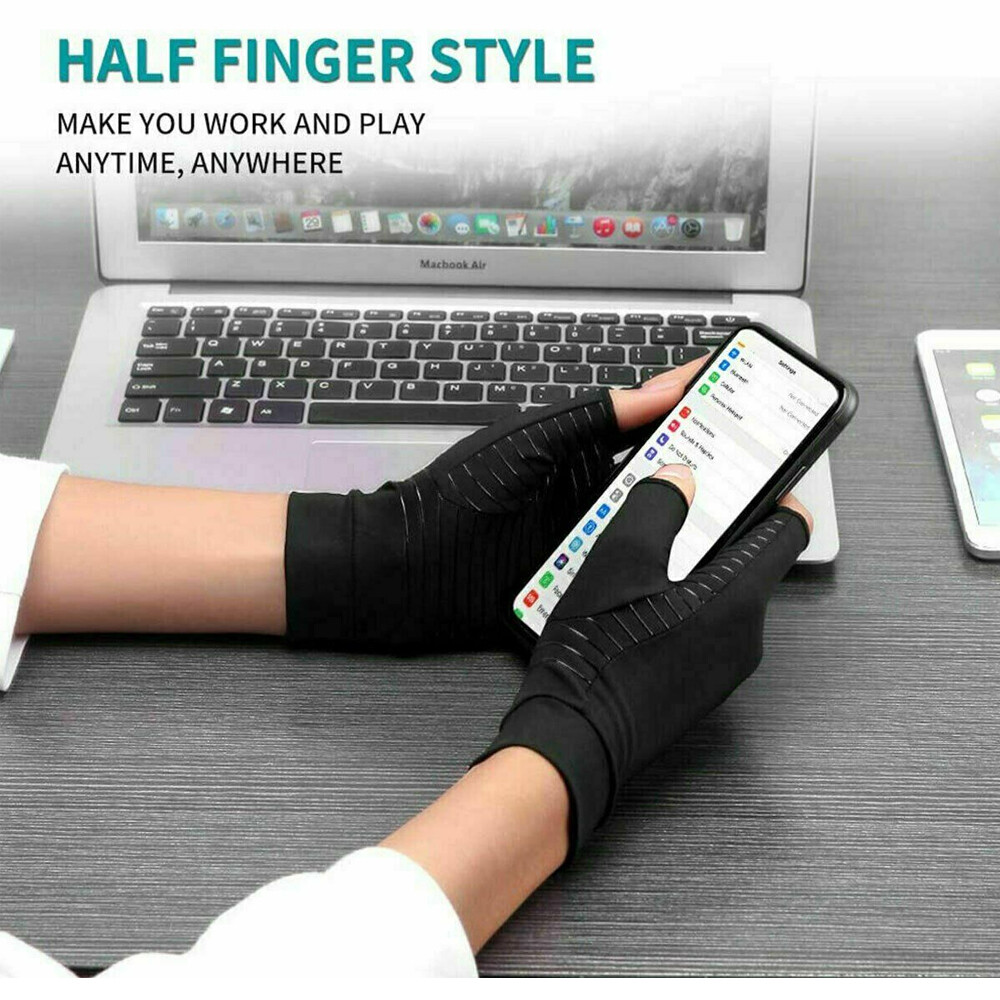 Copper Compression Arthritis Gloves Hand Support Joint Pain Relief Pair Gloves