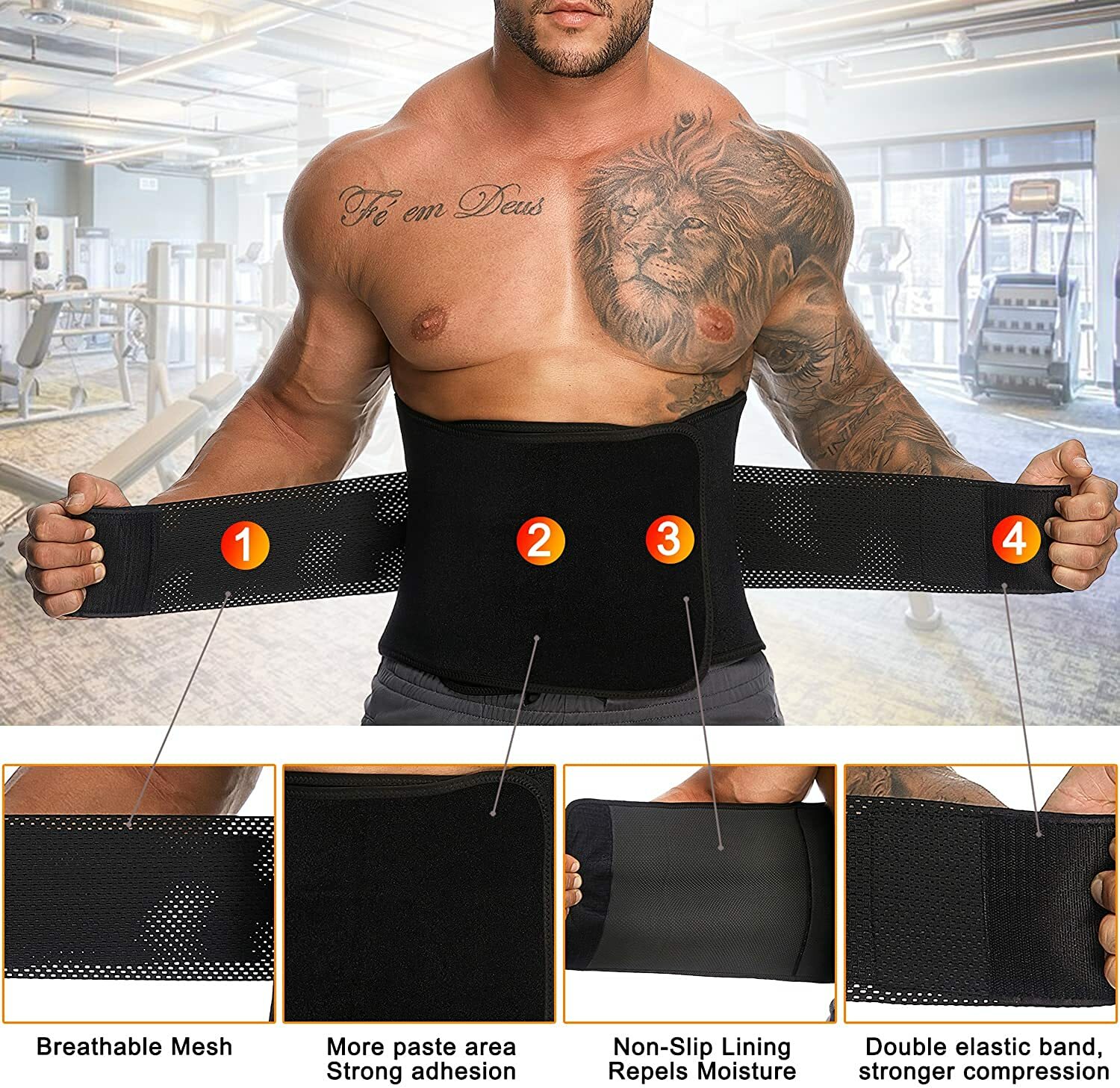 Slimming Body Shaper Mens Neoprene Waist Trimmer Belt Trainer Sauna Sweat Girdle