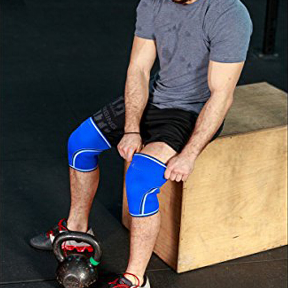 Knee Sleeves Support Crossfit Power Weight Lifting Squats Brace PAIR (7mm) Black