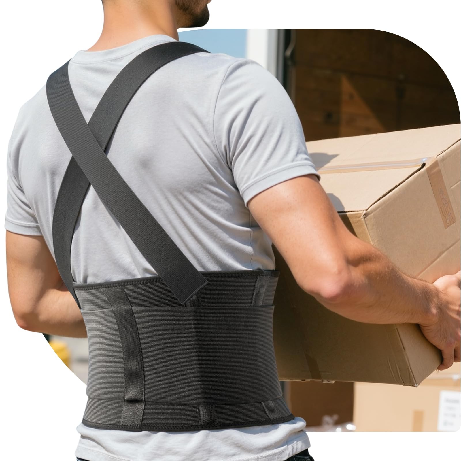 SOLOEVER Work Back Brace for Men & Women, Adjustable Lower Medium, Black