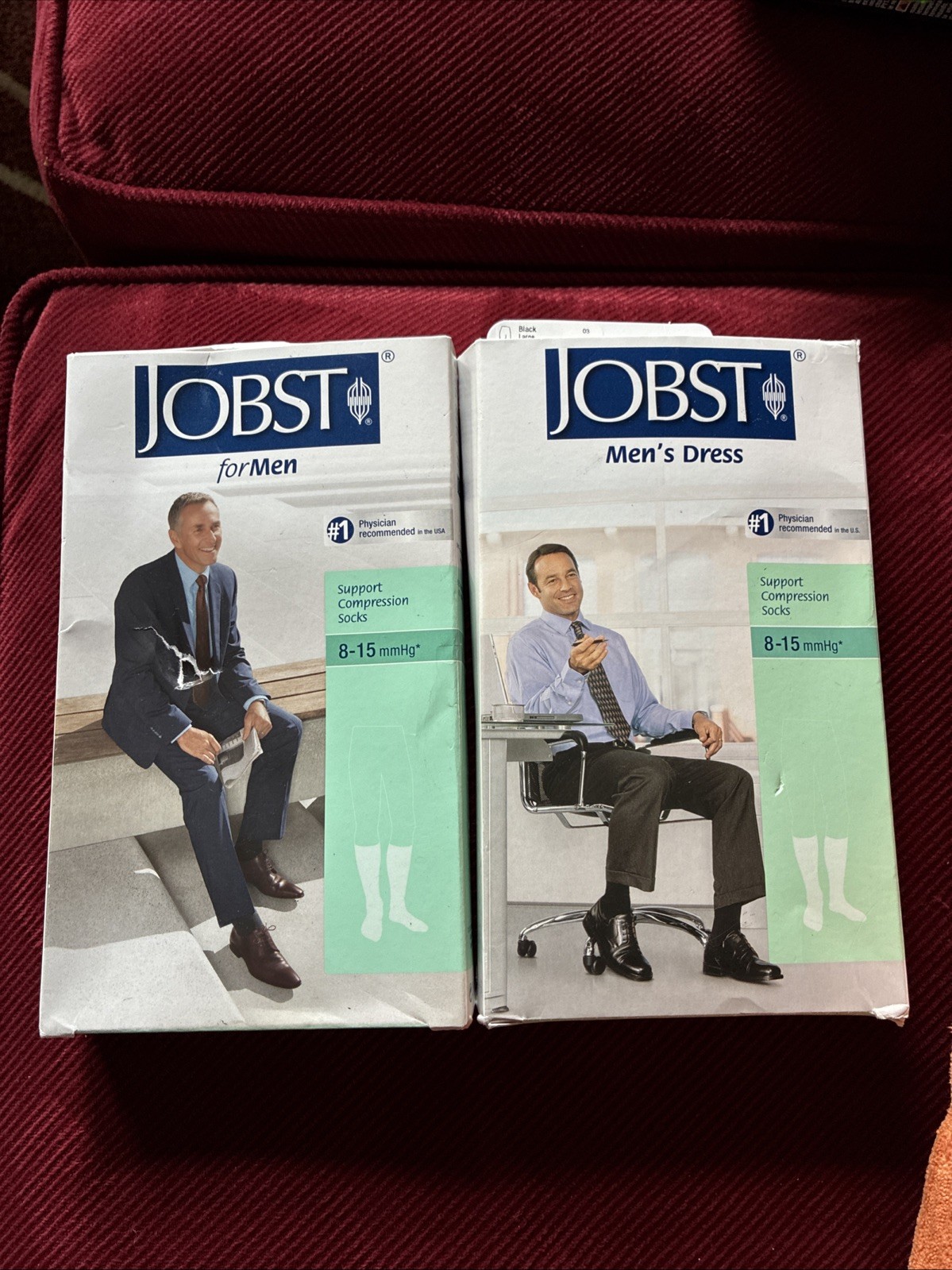 Jobst Men’s Dress Support Compression Socks 8-15 mmHg Sz L 2 Pair Black Knee CT