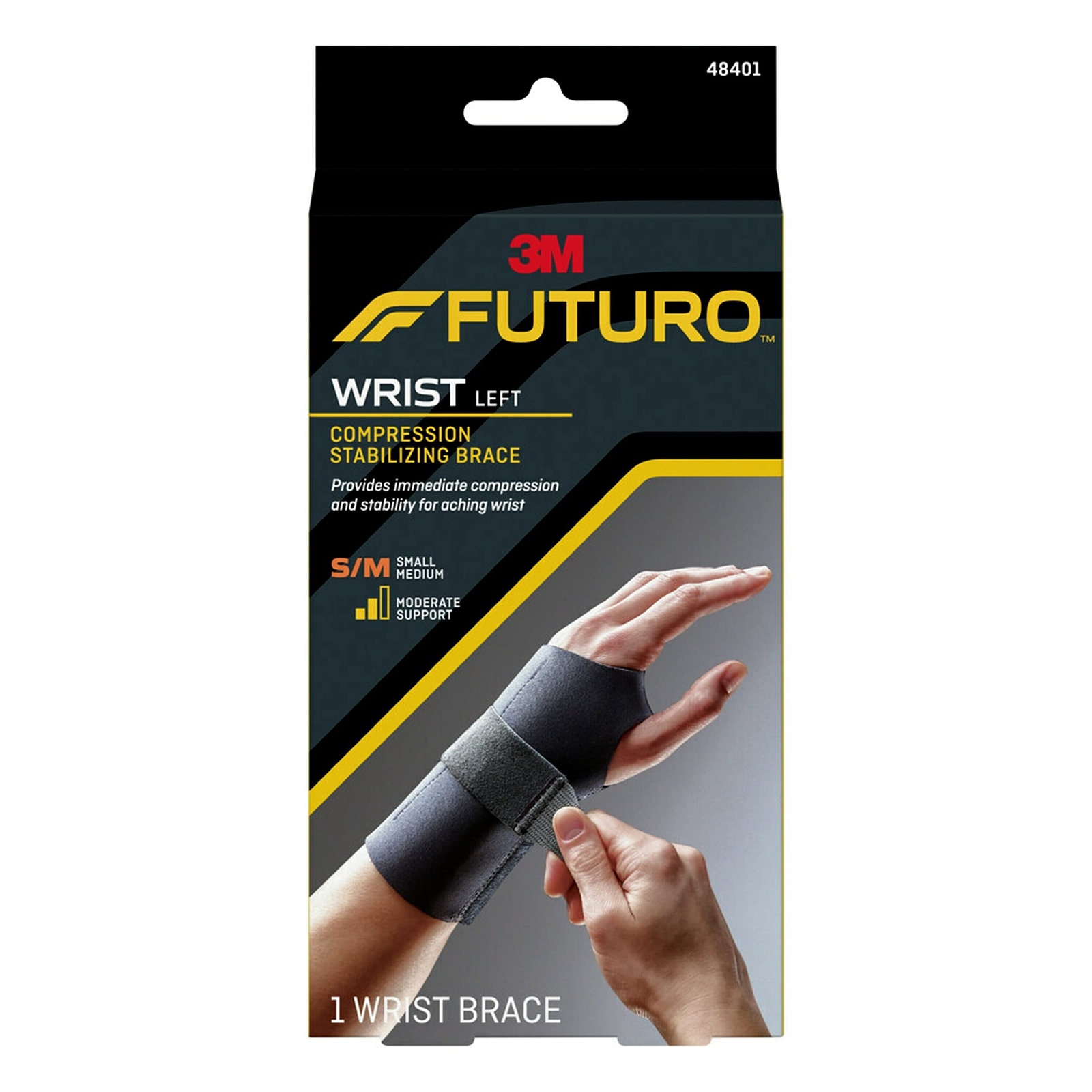 Compression Stabilizing Wrist Brace Left Hand Small/Medium Support Splint