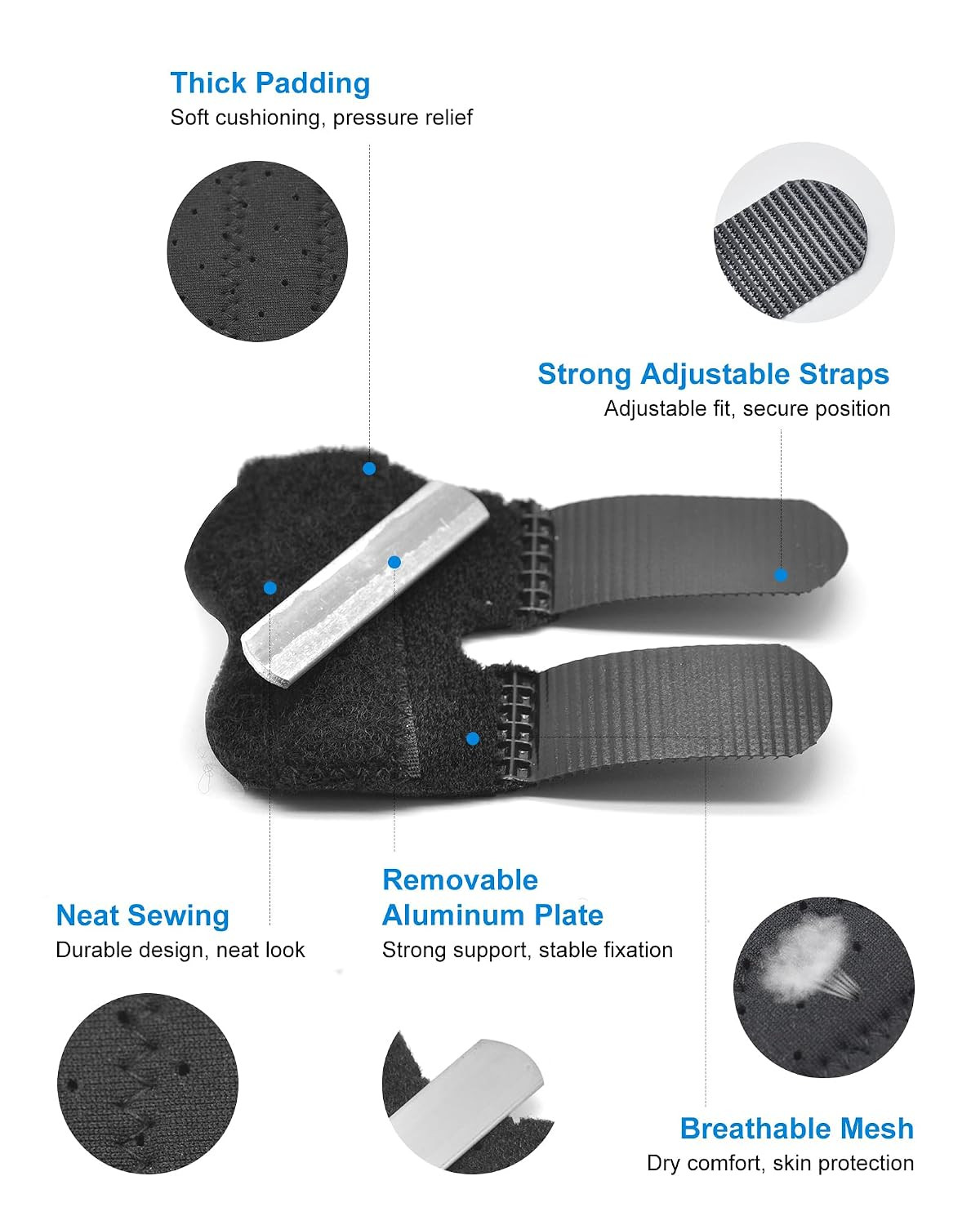 Finger Splint Kids, Trigger Finger Brace, 3 Pack, Small, Black | For Broken Fing