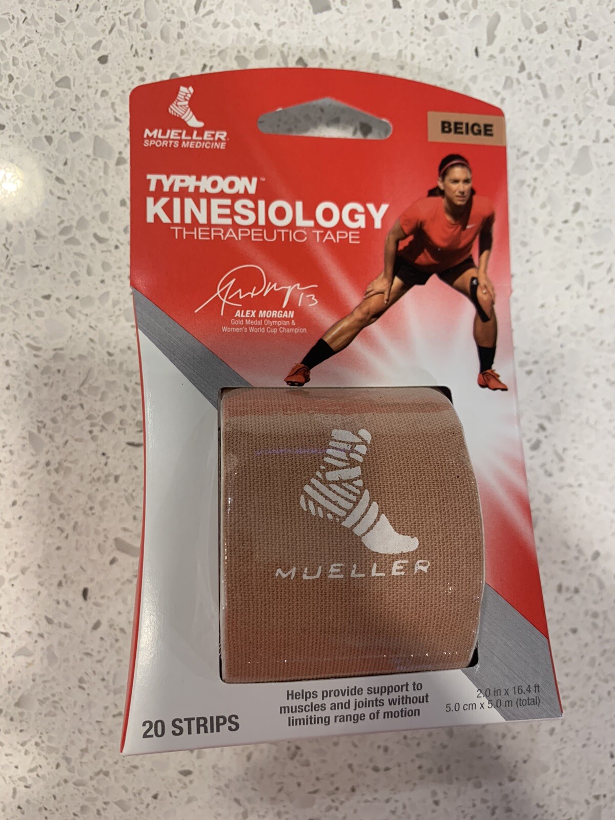 Mueller Sports Medicine Kinesiology Tape 20 Pre-Cut Strips Beige 2″ x 9.75″