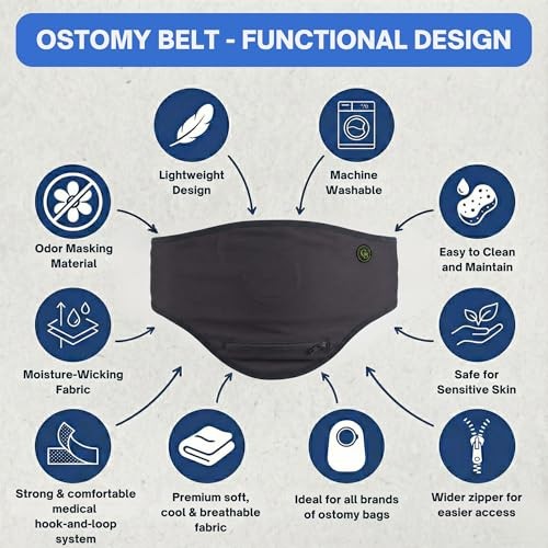 Ostomy Belt and Ostomy Bag Cover, Ostomy Support Belt for Men and Medium Grey