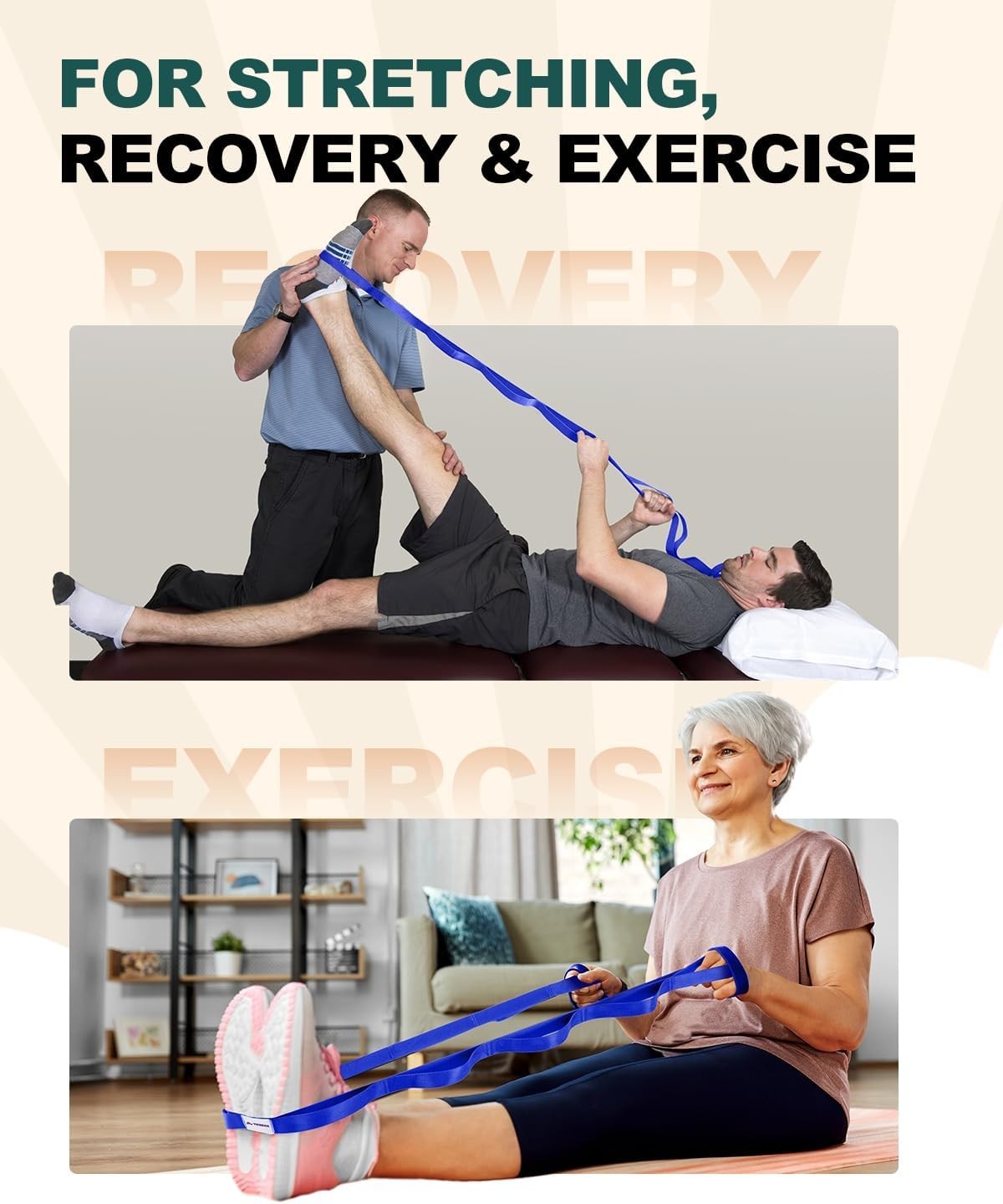 Gentle Mobility Aid: Non-Elastic Stretching Strap for Legs & Back Flexibility