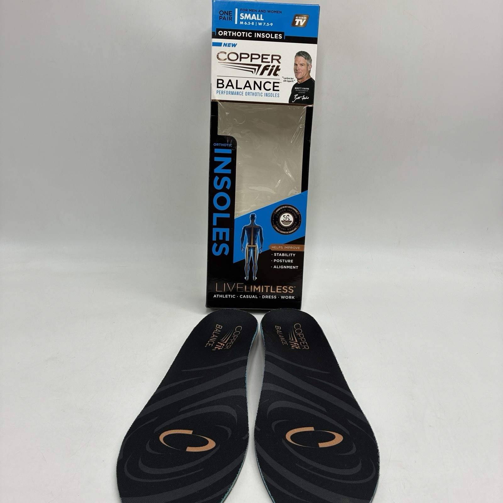 Copper Fit Balance Performance Orthotic Insoles Small One Pair New