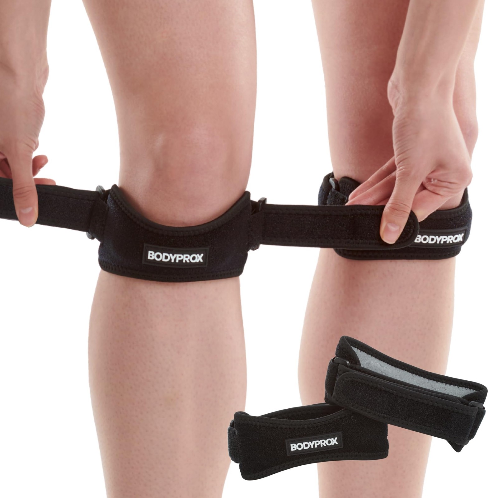 Bodyprox Patella Tendon Knee Strap 2 Pack, Pain Relief One Size, black