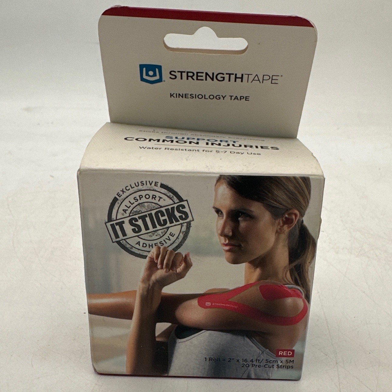 STRENGTHTAPE KINESIOLOGY TAPE 5 METER (16.6 FT) PRECUT ROLL open box