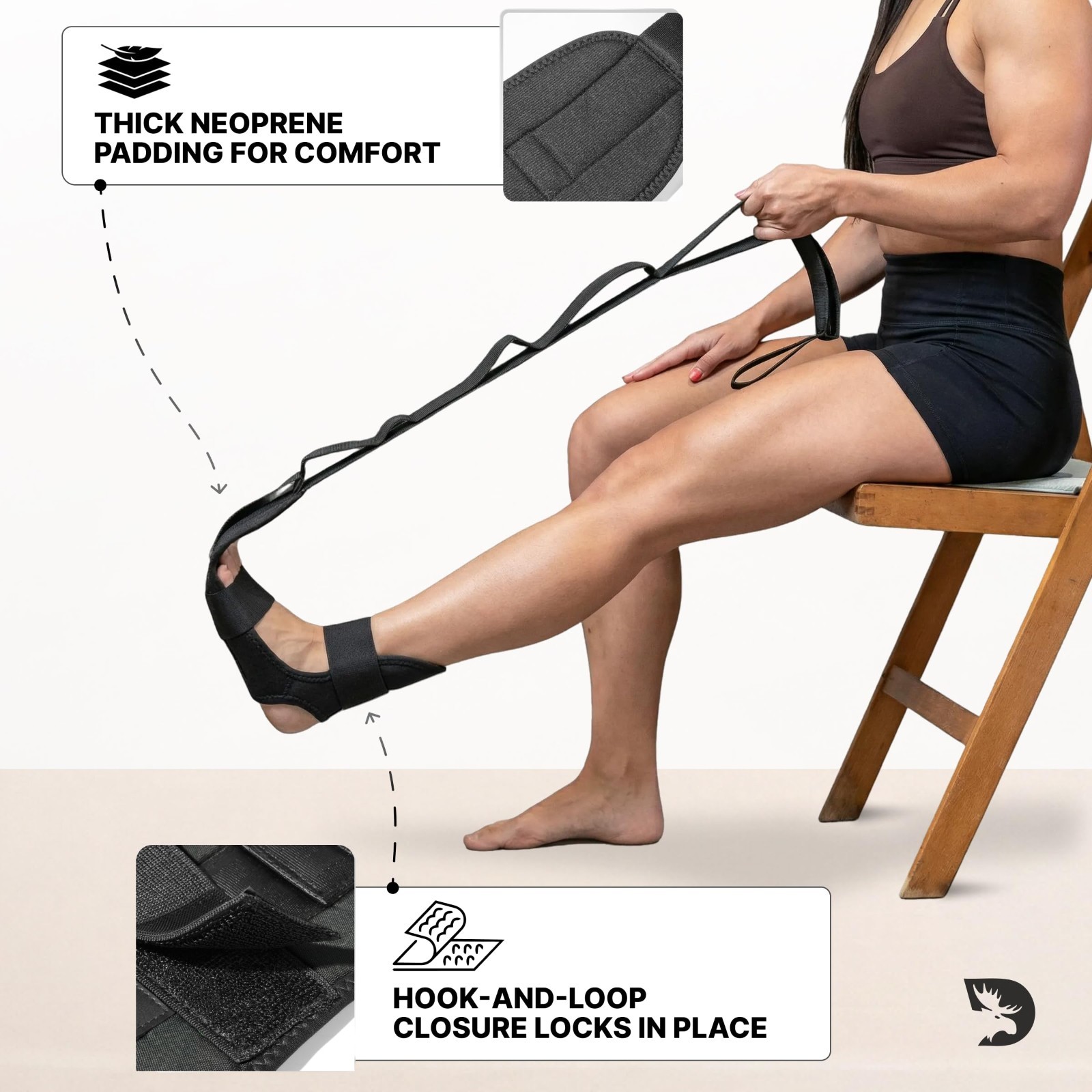 Adjustable Foot & Calf Stretcher Strap for Plantar Fasciitis, Hamstring Relief,