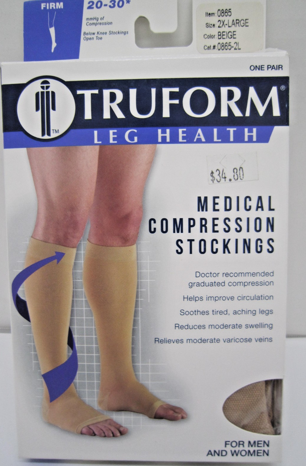 Truform 20-30 Below Knee Compression Stockings Open Toe {Choose color}