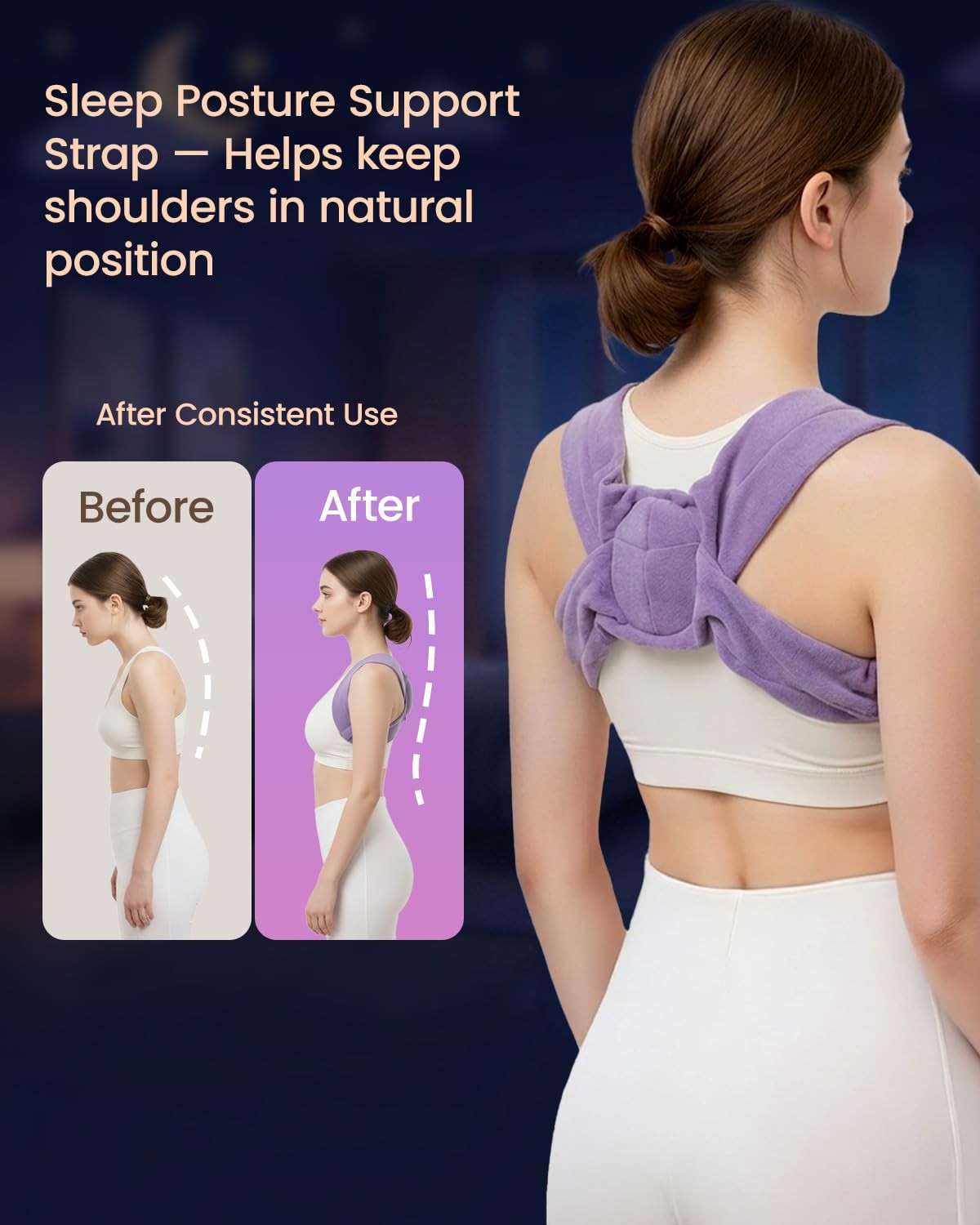 RNEMP® Sleep Upper Back Posture Corrector for Universal, Lavender Purple