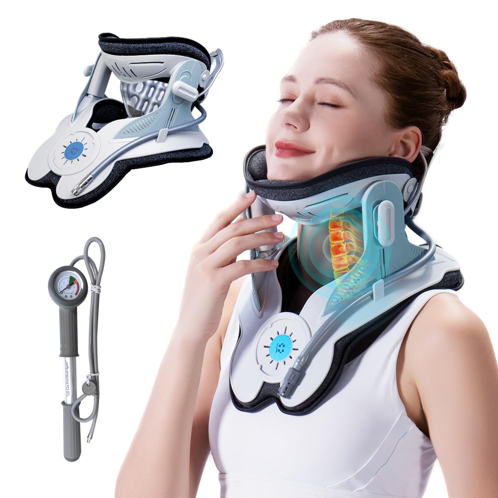 ALPHAY Cervical Traction Device Neck Stretcher Air Pump