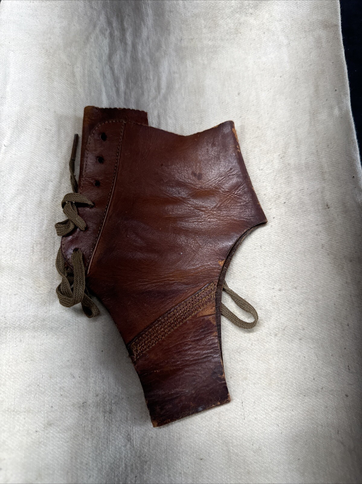 VINTAGE HAC Brown Leather Lace Up Ankle Brace (1930-1940’s)