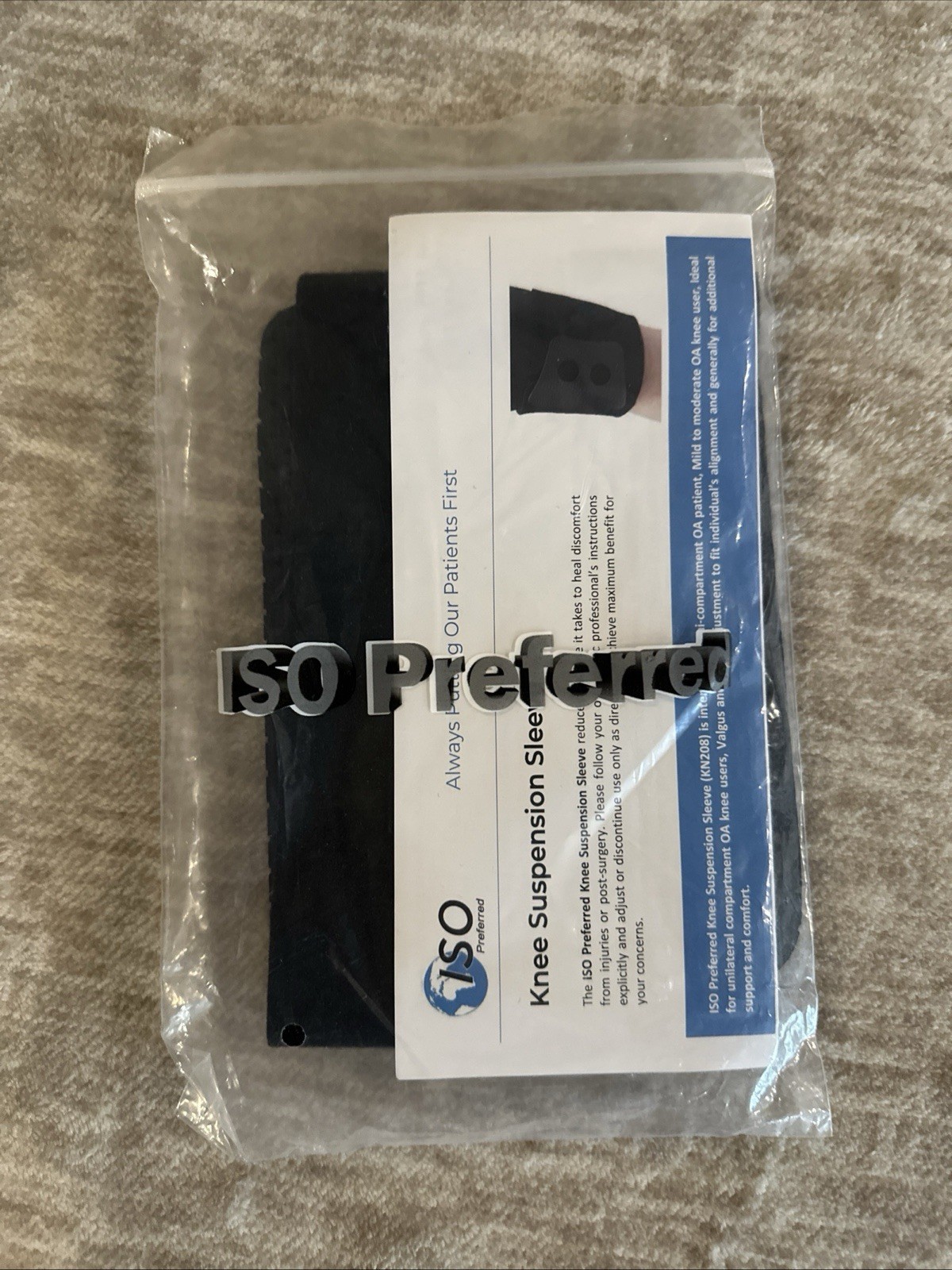 ISO Preferred Knee Suspension Sleeve, Model ISO-KN208. Brand new.