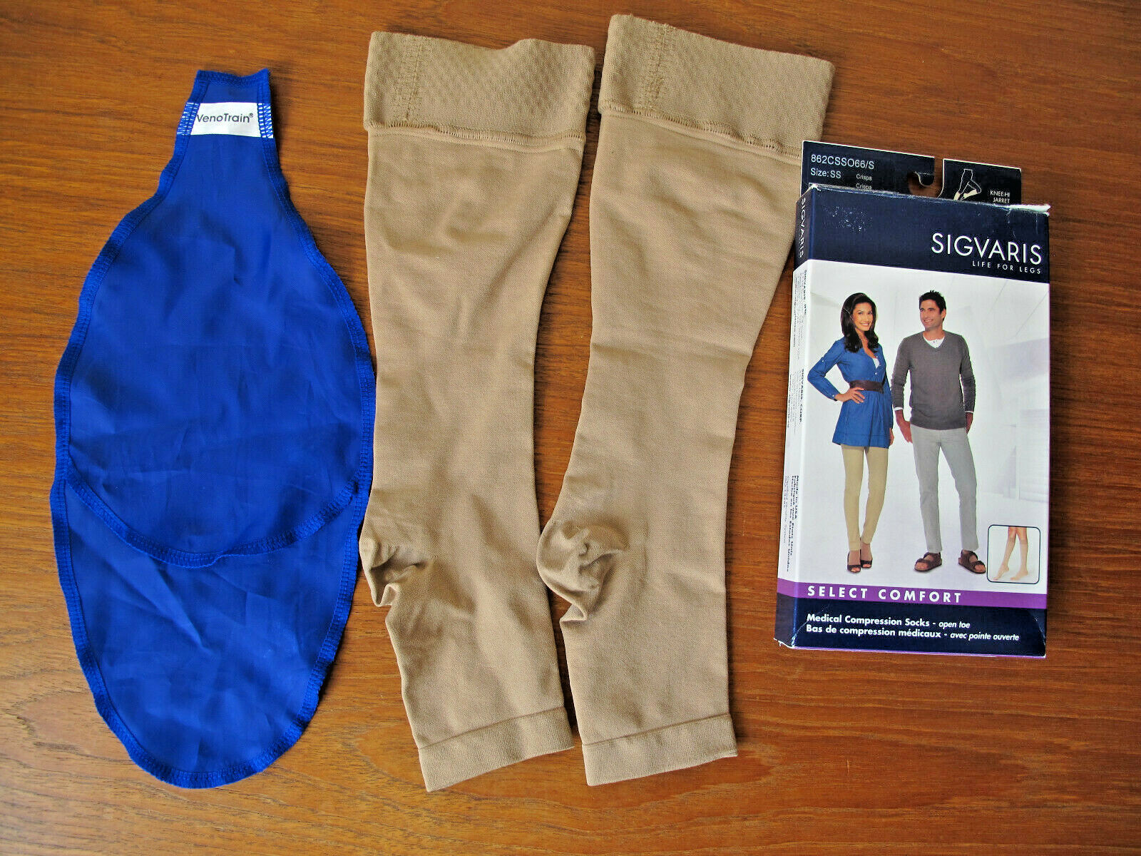 New in Box Sigvaris Life For Legs Medical Compression Socks (Open Toe) Knee Hi S