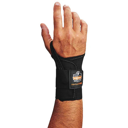 Ergodyne 4000 Wrist Support, Elastic, Single Strap, Right, Black, Size Xl