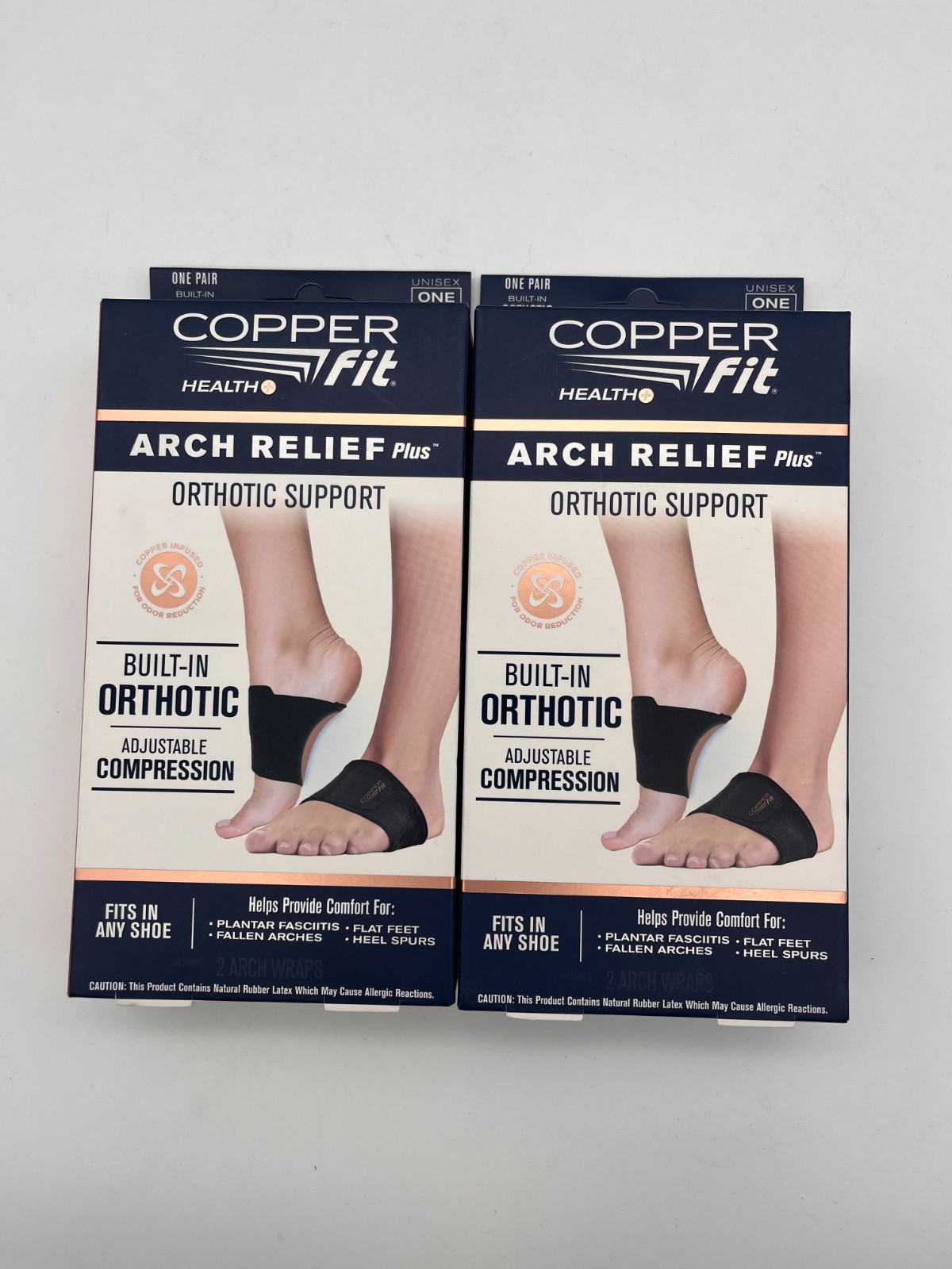 2x COPPER FIT ARCH RELIEF PLUS ORTHOTIC SUPPORT ADJUSTABLE ONE SIZE NIB MR 861