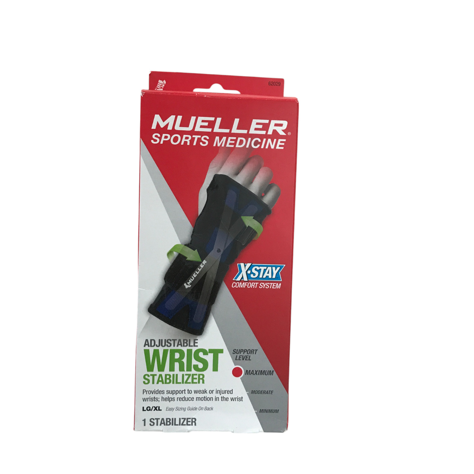 Mueller Wrist Brace Stabilizer Support Adjustable Unisex LG/XL (Black/Blue) 1 PC