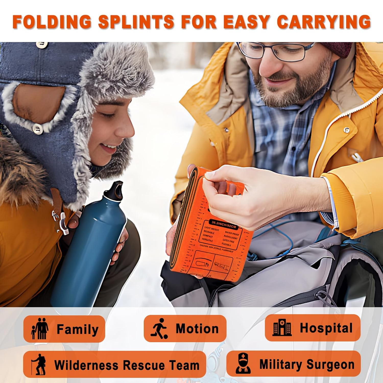 First Aid Splint, 36″ X 4.3″ Universal Aluminum Splints Kit, Waterproof First Ai