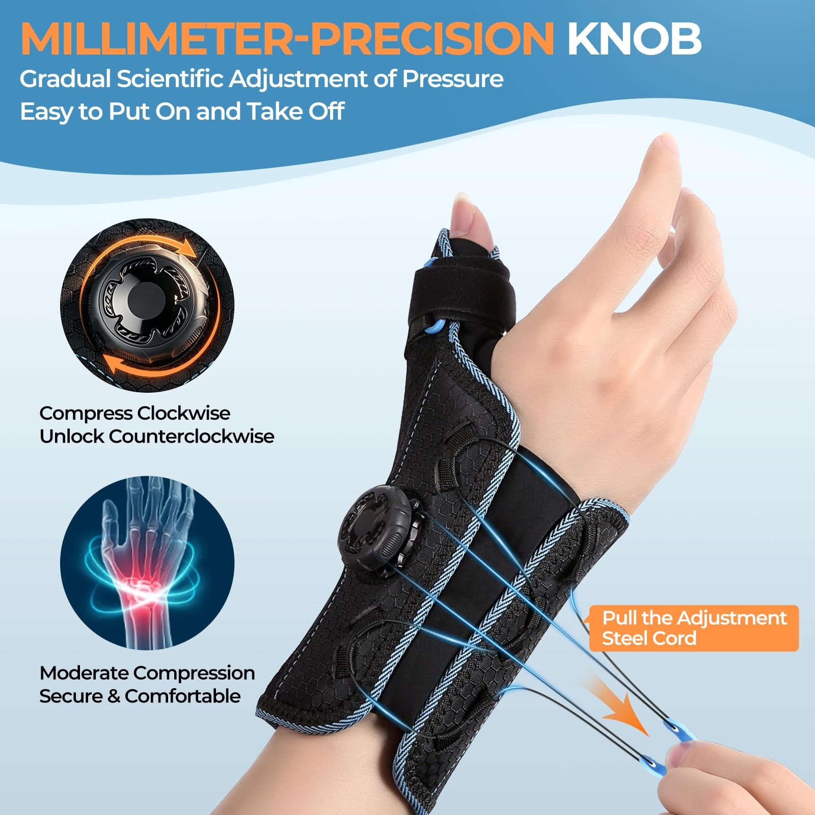 Carpal Tunnel Wrist Brace – Perfect for Summer, Adjustable Knob Thumb Spica S…