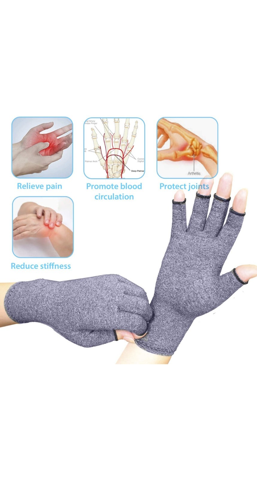 BreoLife Arthritis Gloves Compression XL. Does Not Interfere With Daily Work.