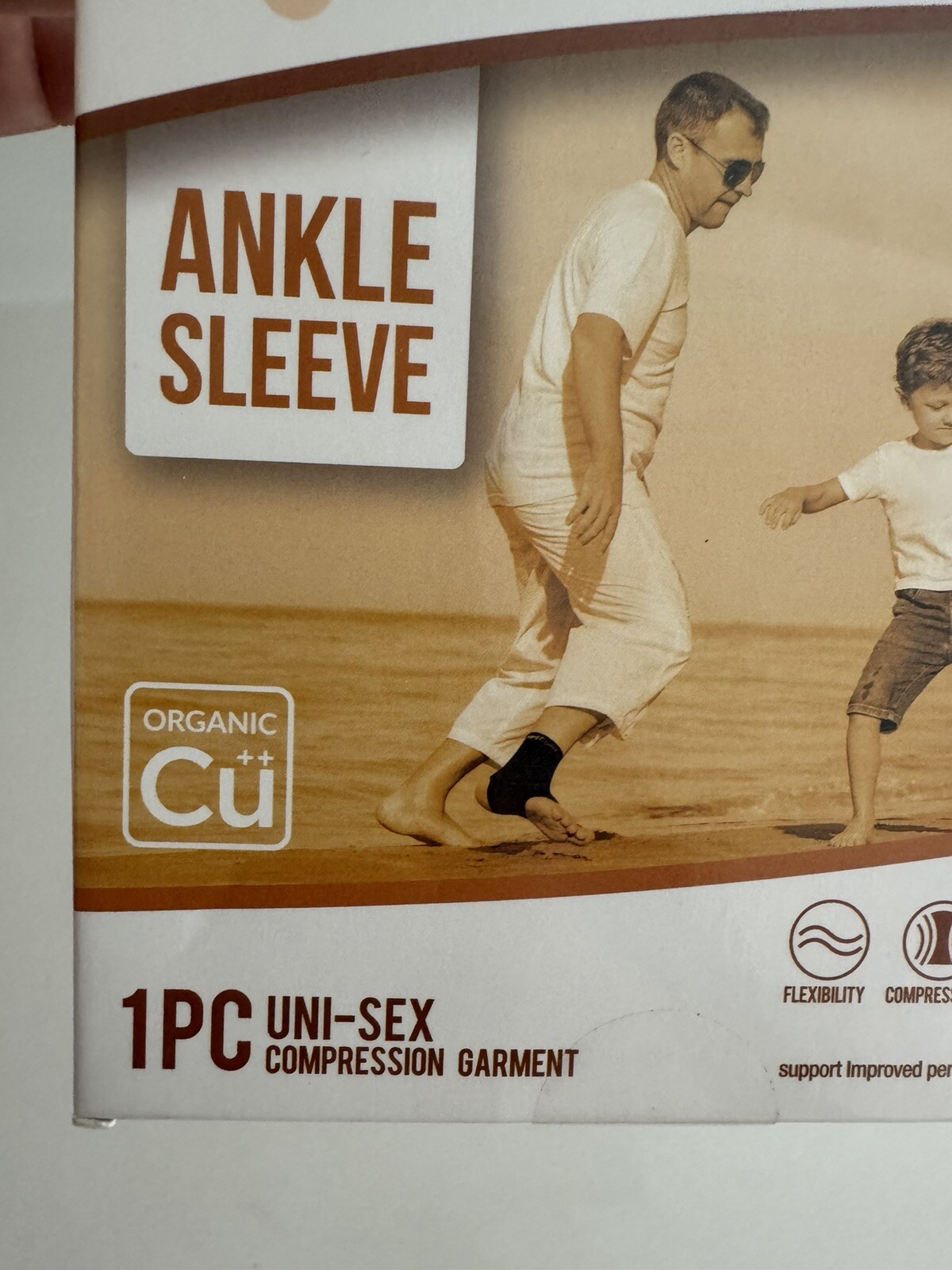 Compression Ankle Sleeve Copper Infused High Performance Breathable sz Medium
