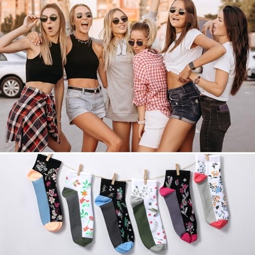 6 Pairs Ankle Compression Socks for Women, Spring Small Multicolor Floral