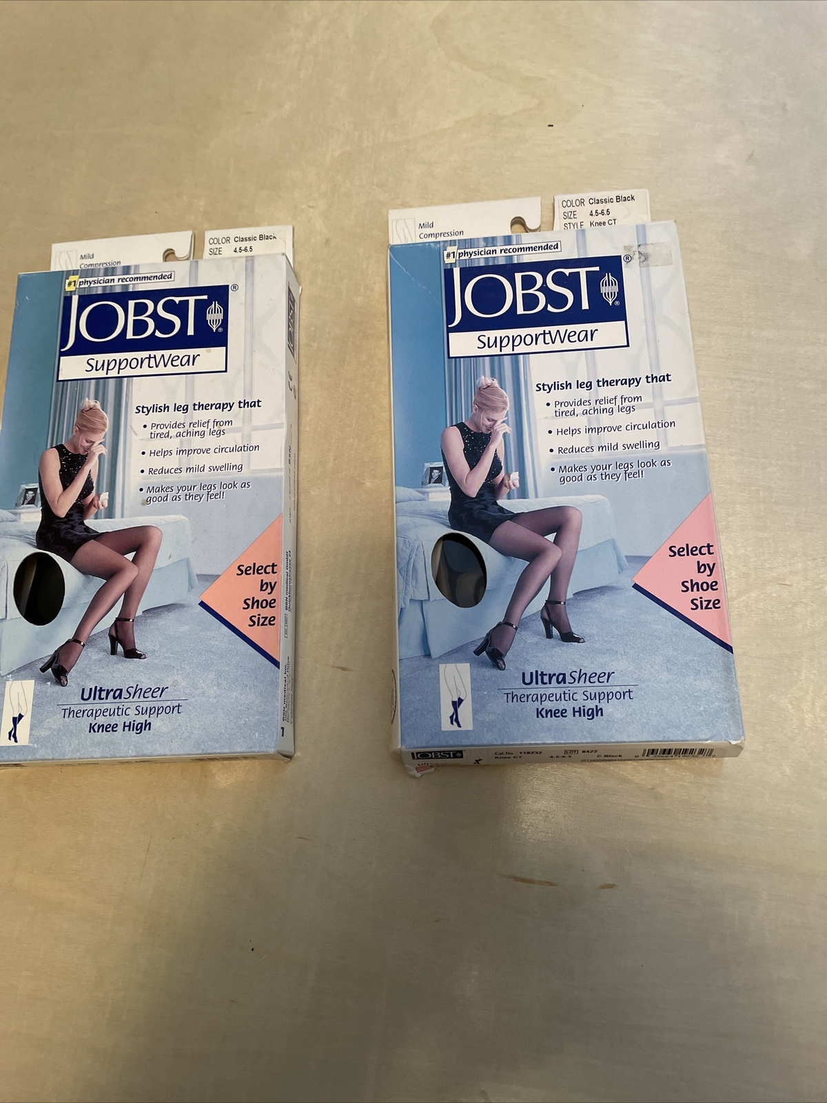 Jobst Medical Legwear Compression 8-15 mmHg Classic Black 4.5-6.5 Knee CT 2 PAIR