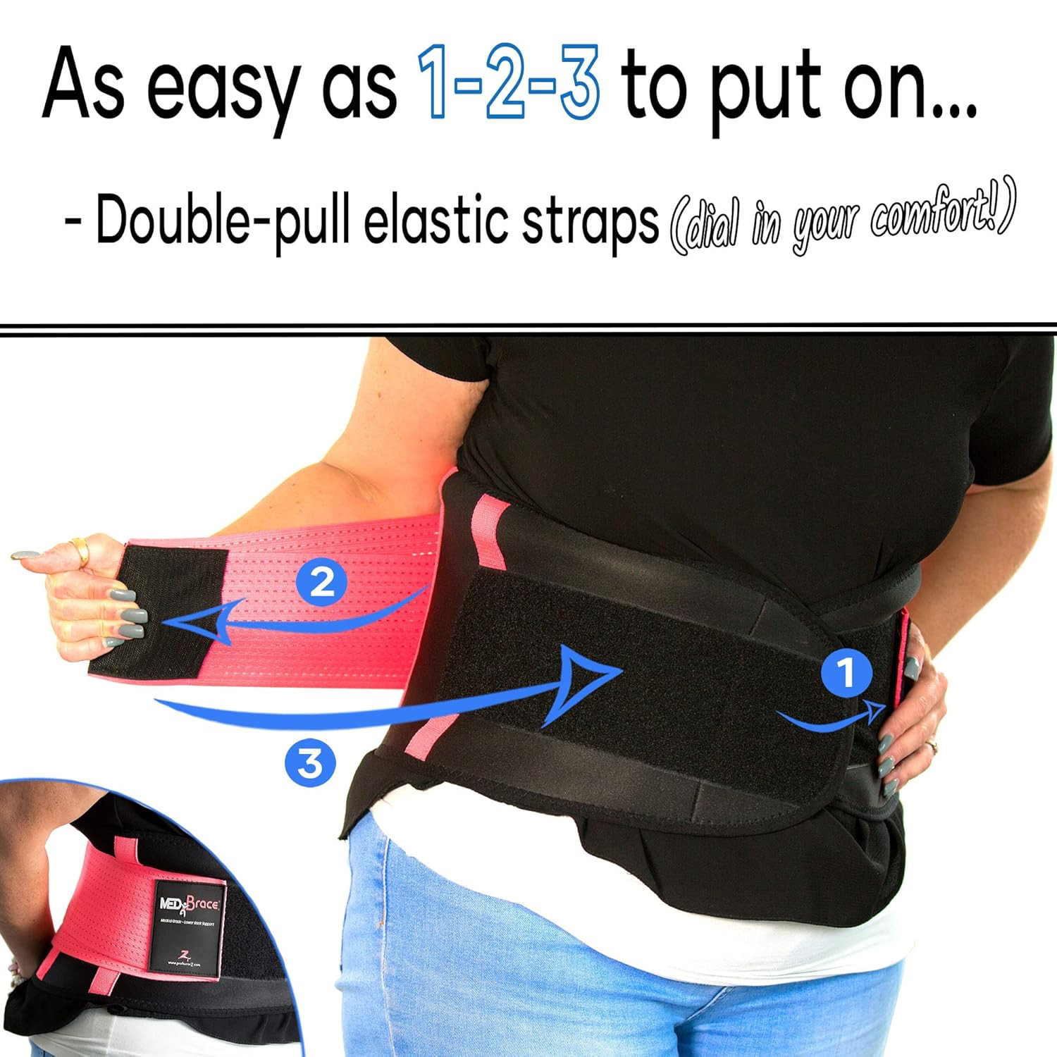 Back Brace Support Belt for Lower Lumbar Pain Relief for Men and Women – Medical