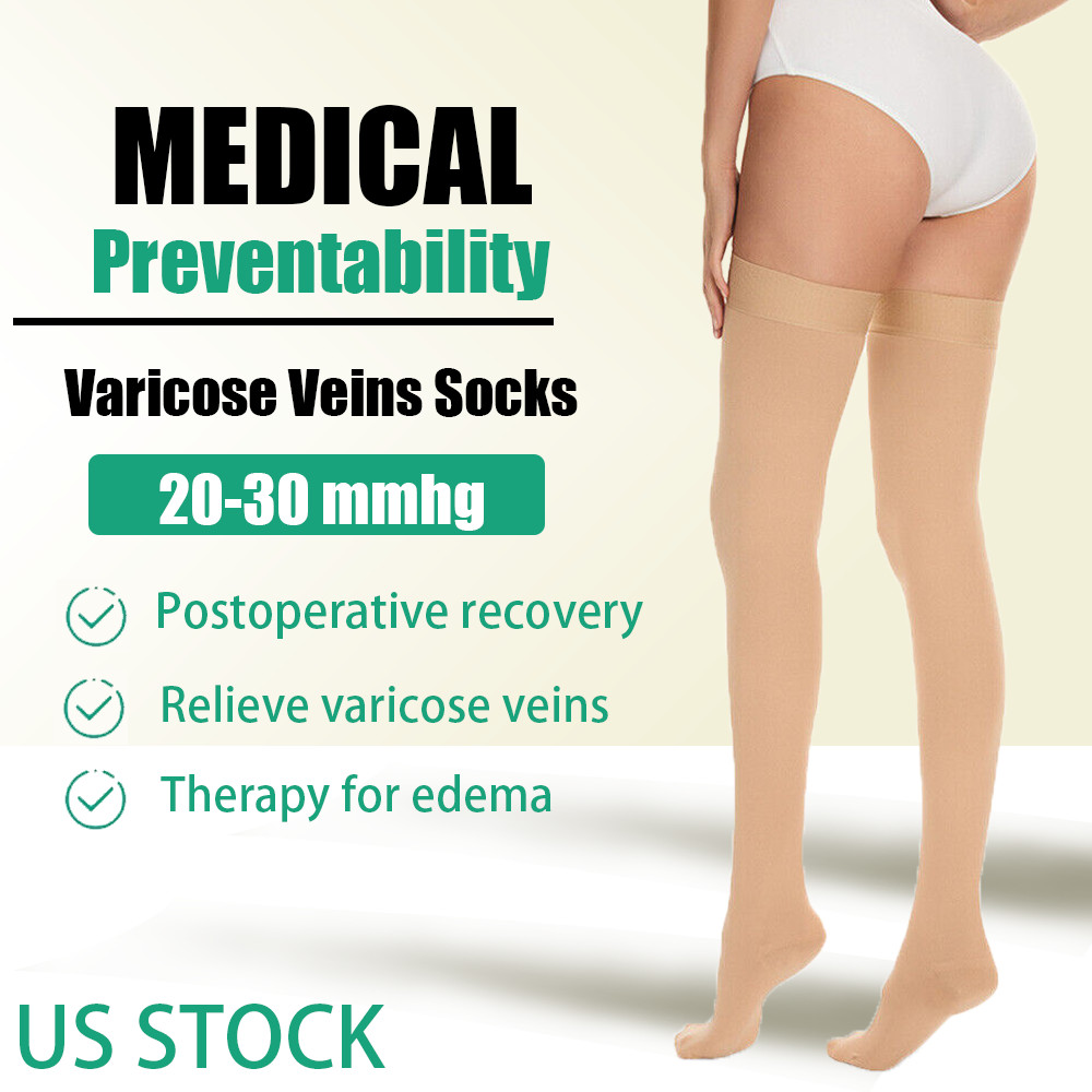 Thigh High Compression Stockings 20-30 mmHg Graduated Medical Firm Support Socks