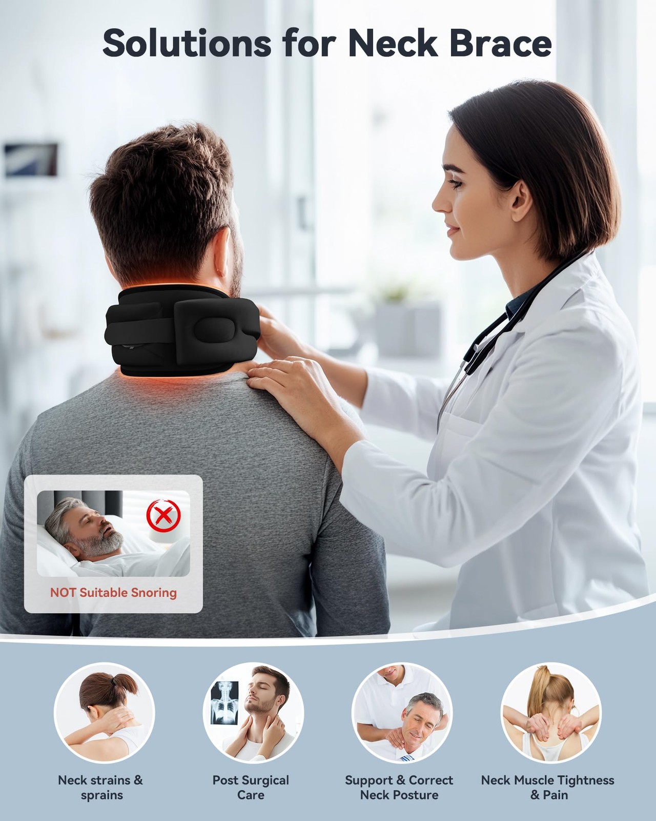Heated Neck Brace Cervical Collar – Neck Brace with Heating Pad, Soft Foam Wr…