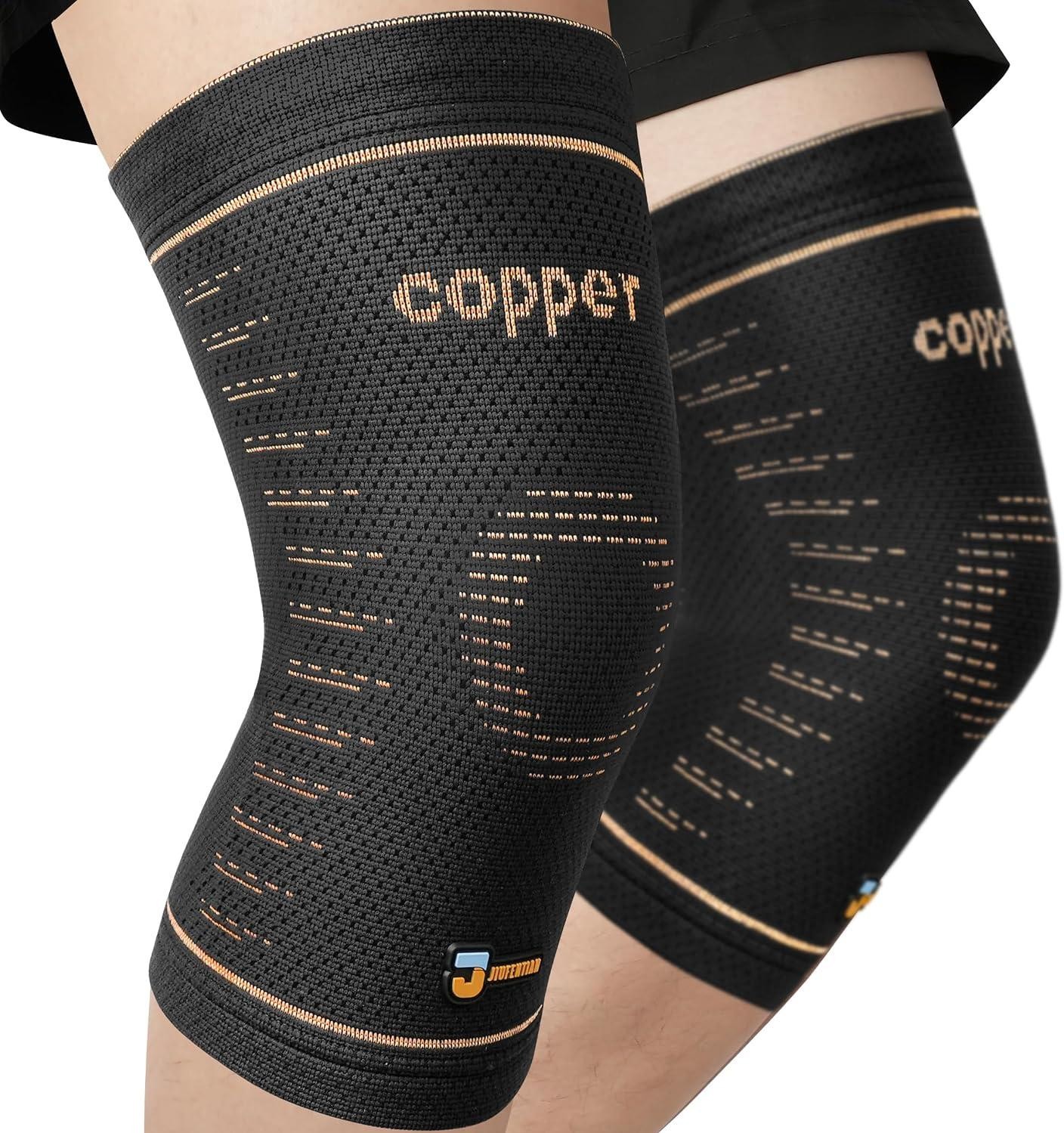 Copper Knee Sleeves for Women and Men(2 Pack, Large) | Copper-Infused, Comfort